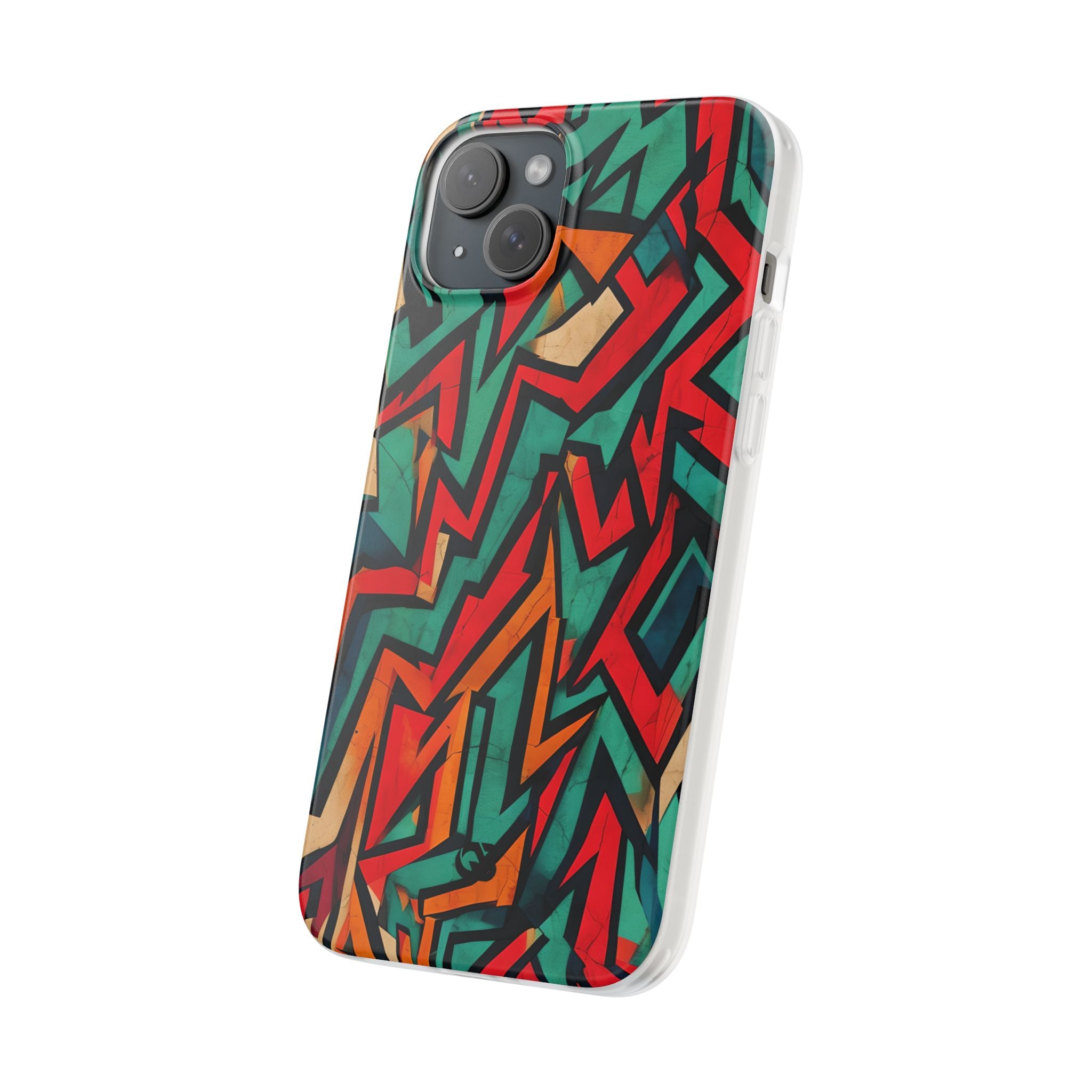 Jagged Teal Static · Soft Phone Case for iPhone