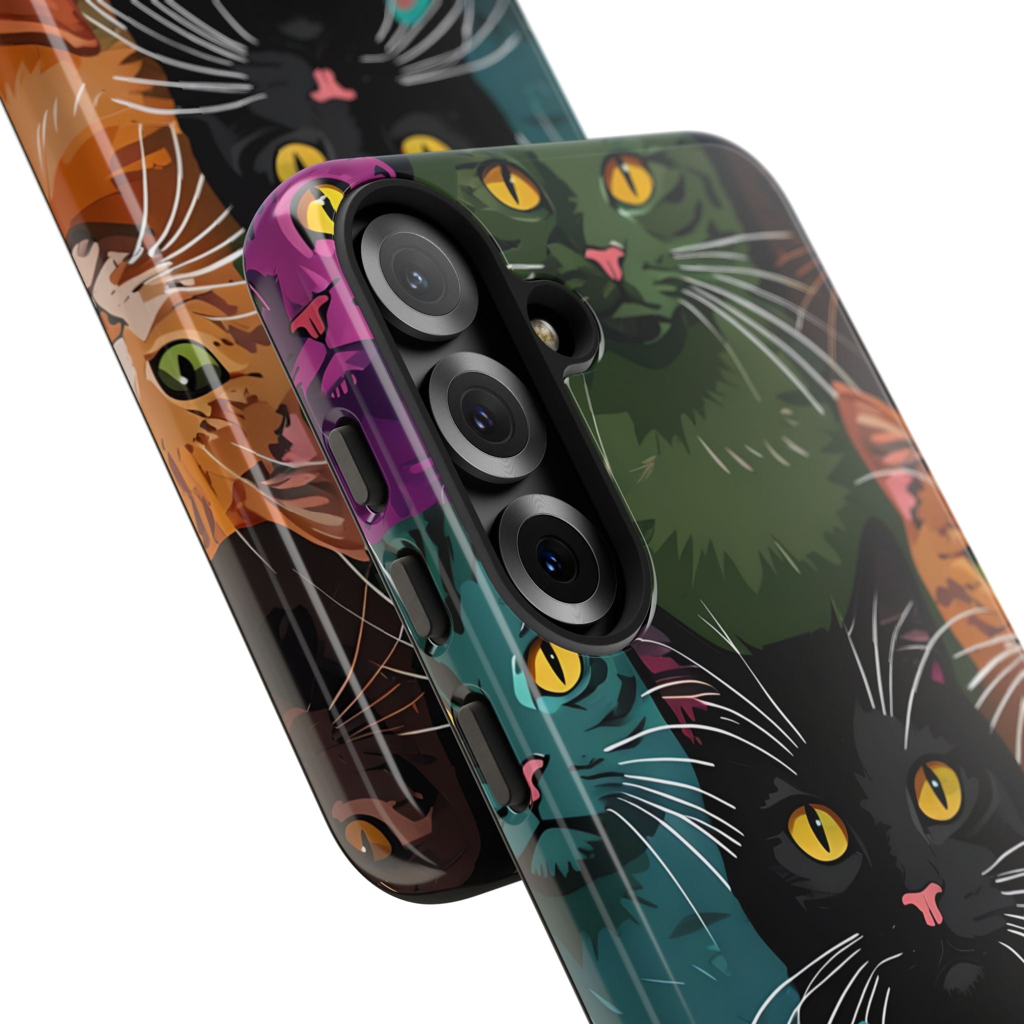 Teal Cat Grid Samsung S25 Plus Case - Tough