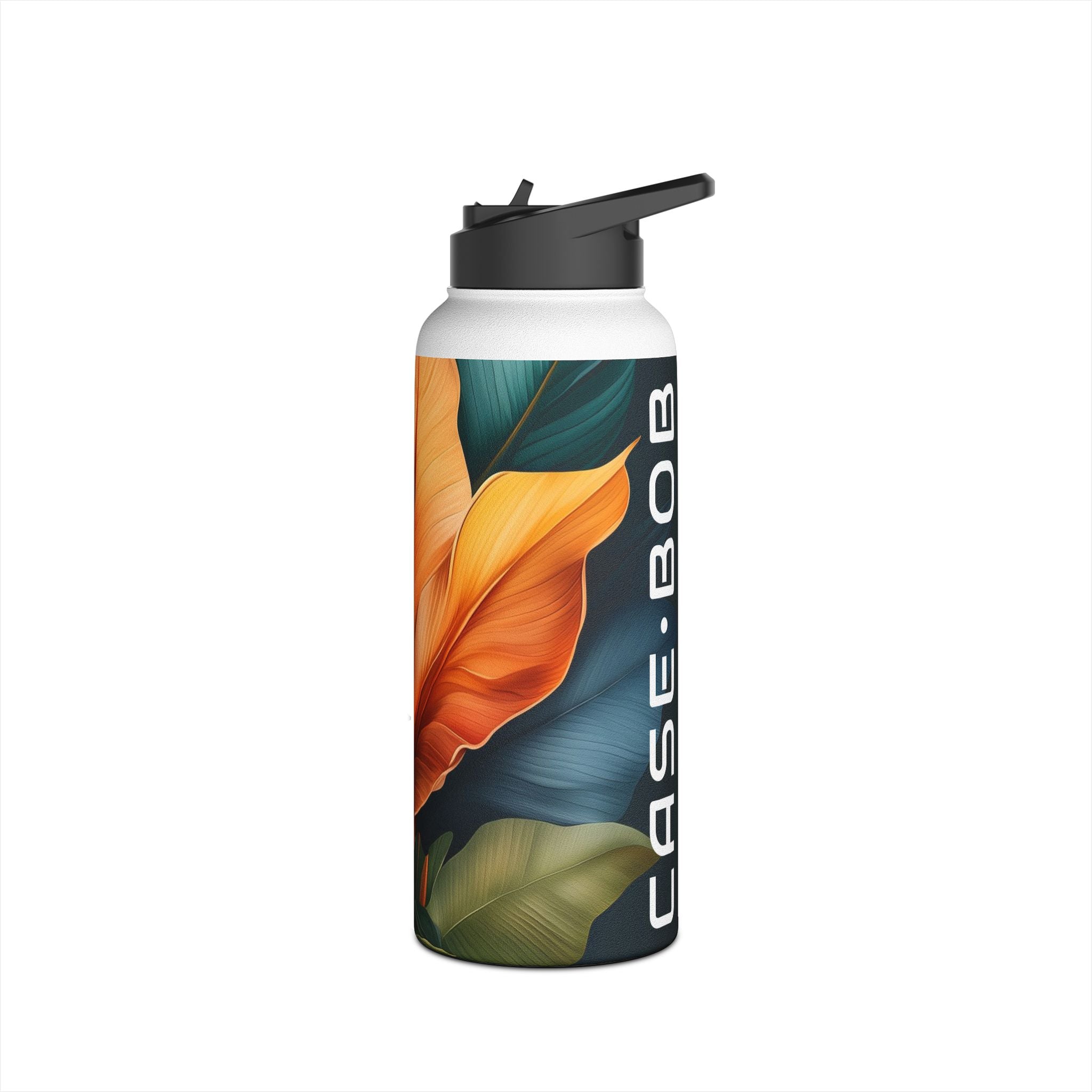 Tropical Ember Leaves - Stainless Steel Water Bottle
