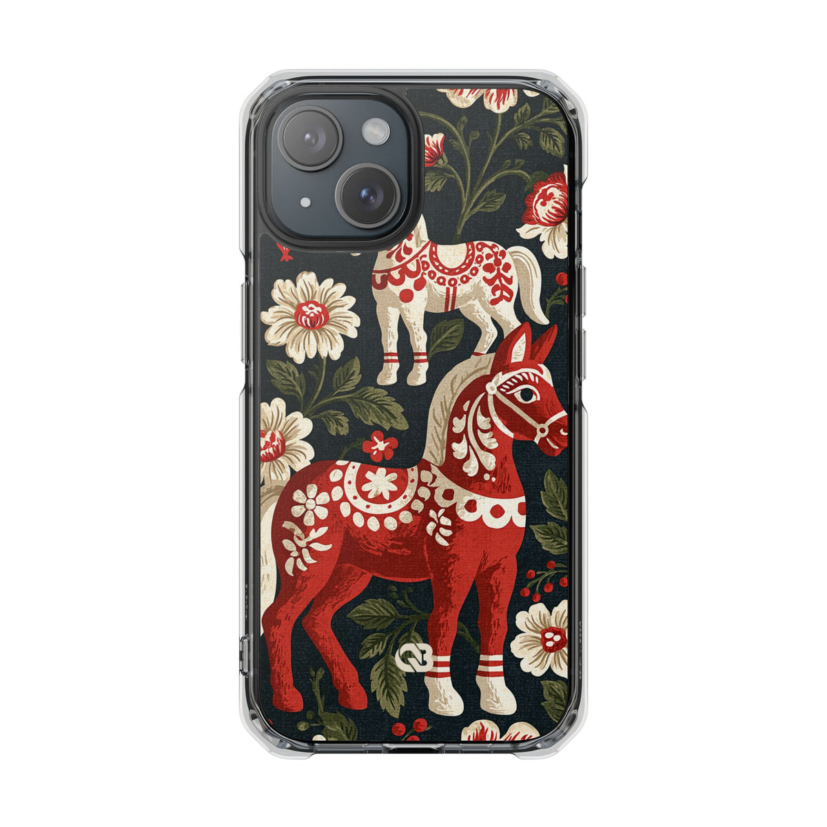 Nordic Dala Meadow · Clear Impact Magnetic Phone Case for iPhone · Red