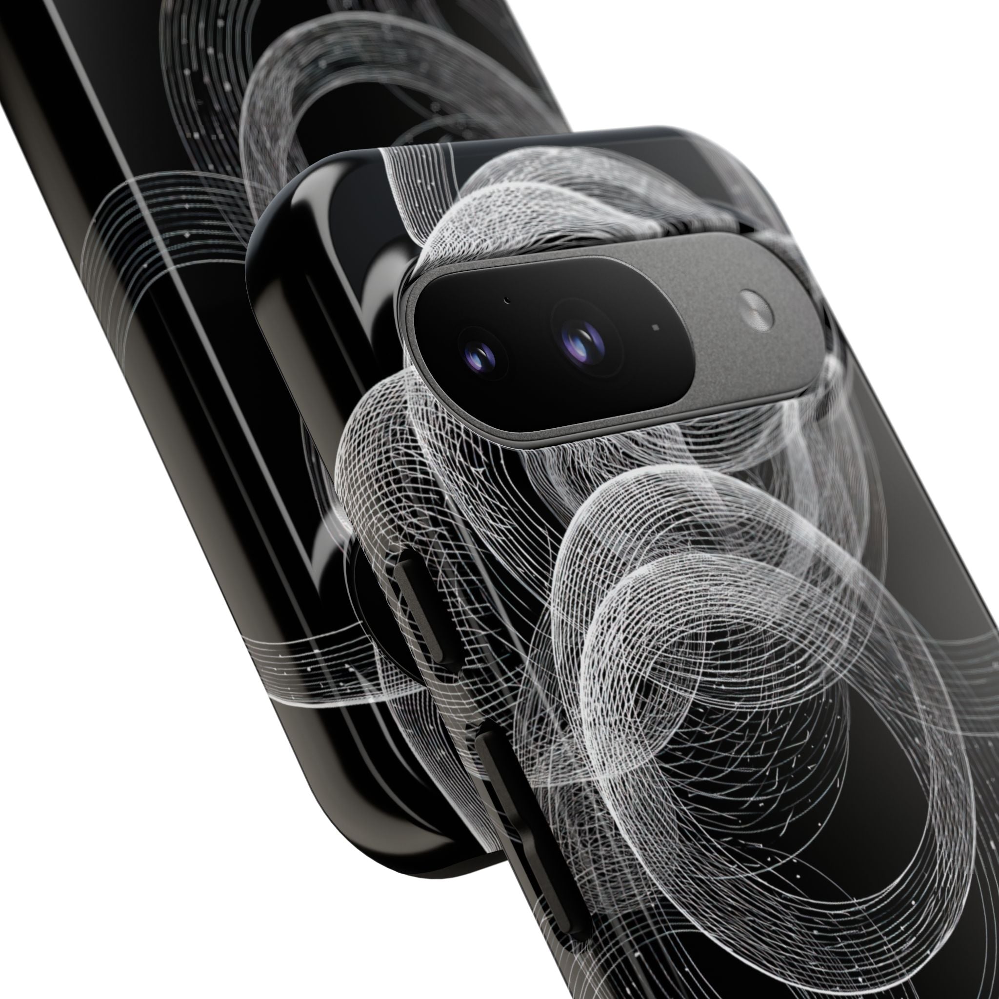 Black Tough Phone Case for Google Pixel - Kinetic Wireframe Orbit
