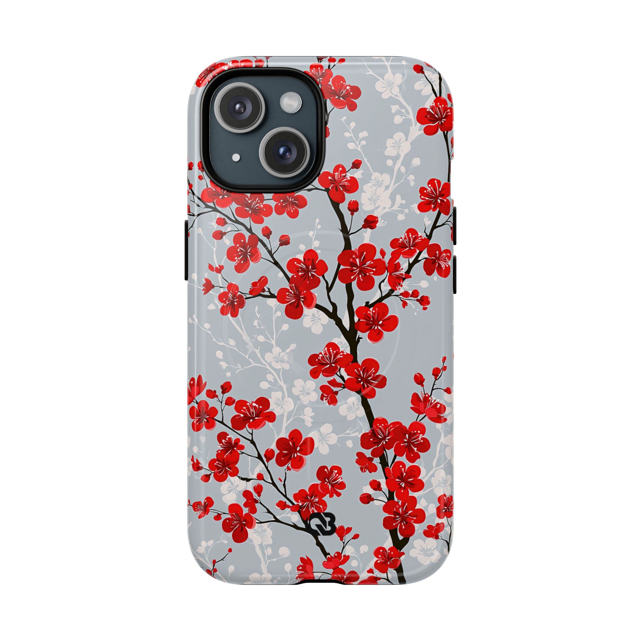 Grey Tough 2.0 Magsafe Phone Case for iPhone - Crimson Sakura Slate