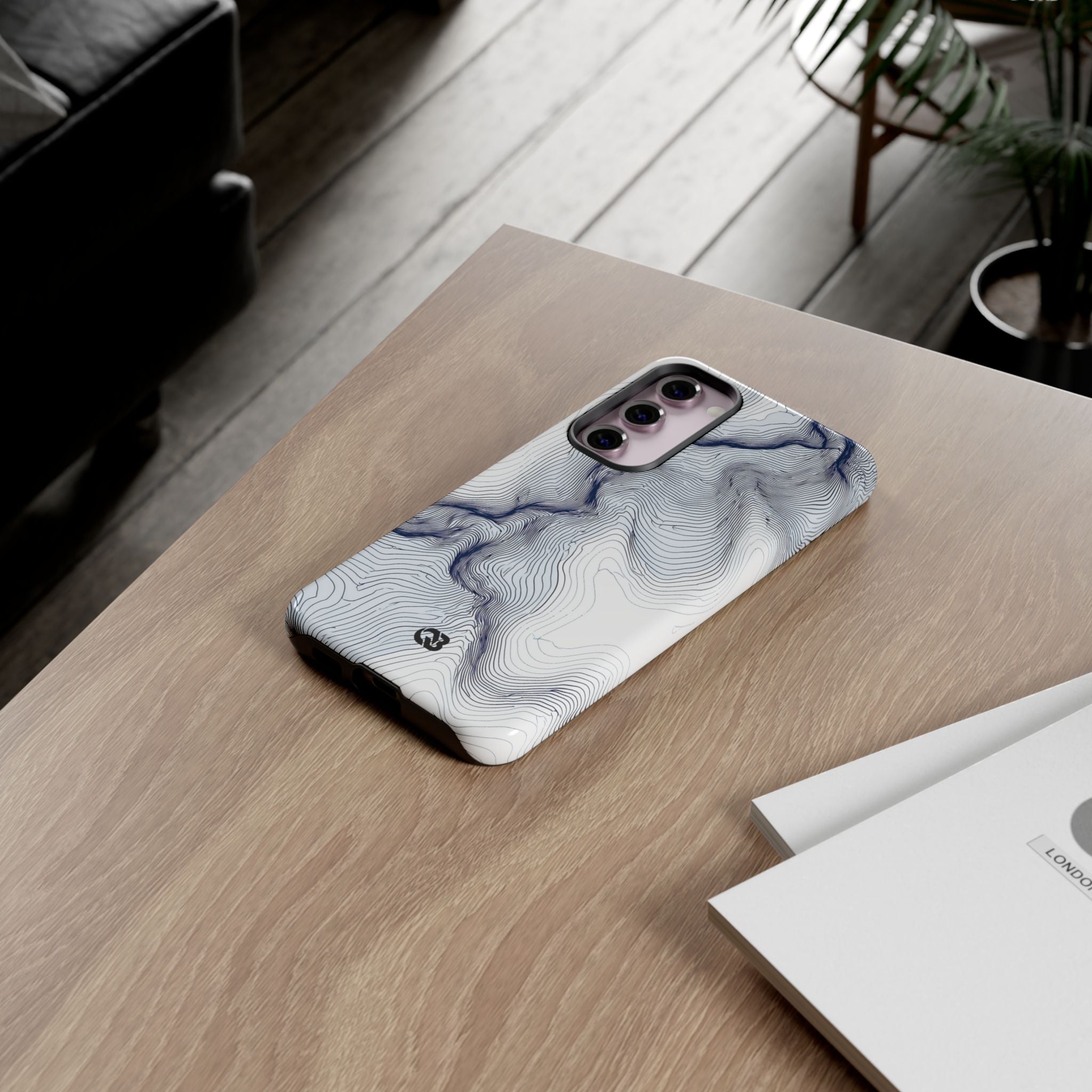 White Tough Phone Case for Samsung - Nordic Ridge Topo