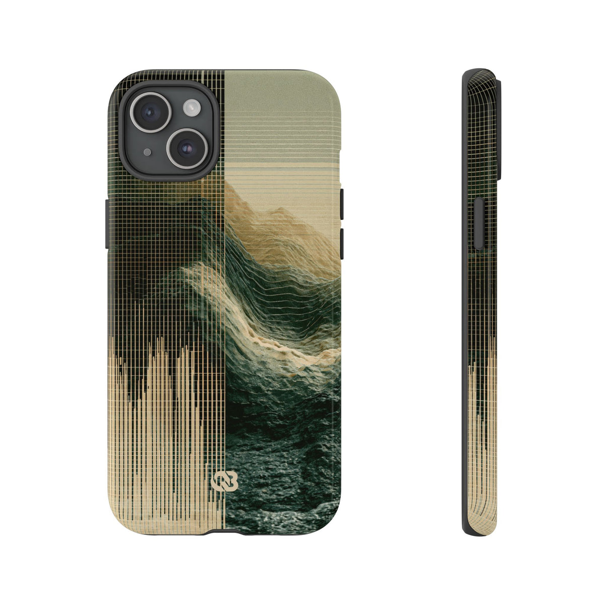 Beige Tough Phone Case for iPhone - Veridian Data Ridge