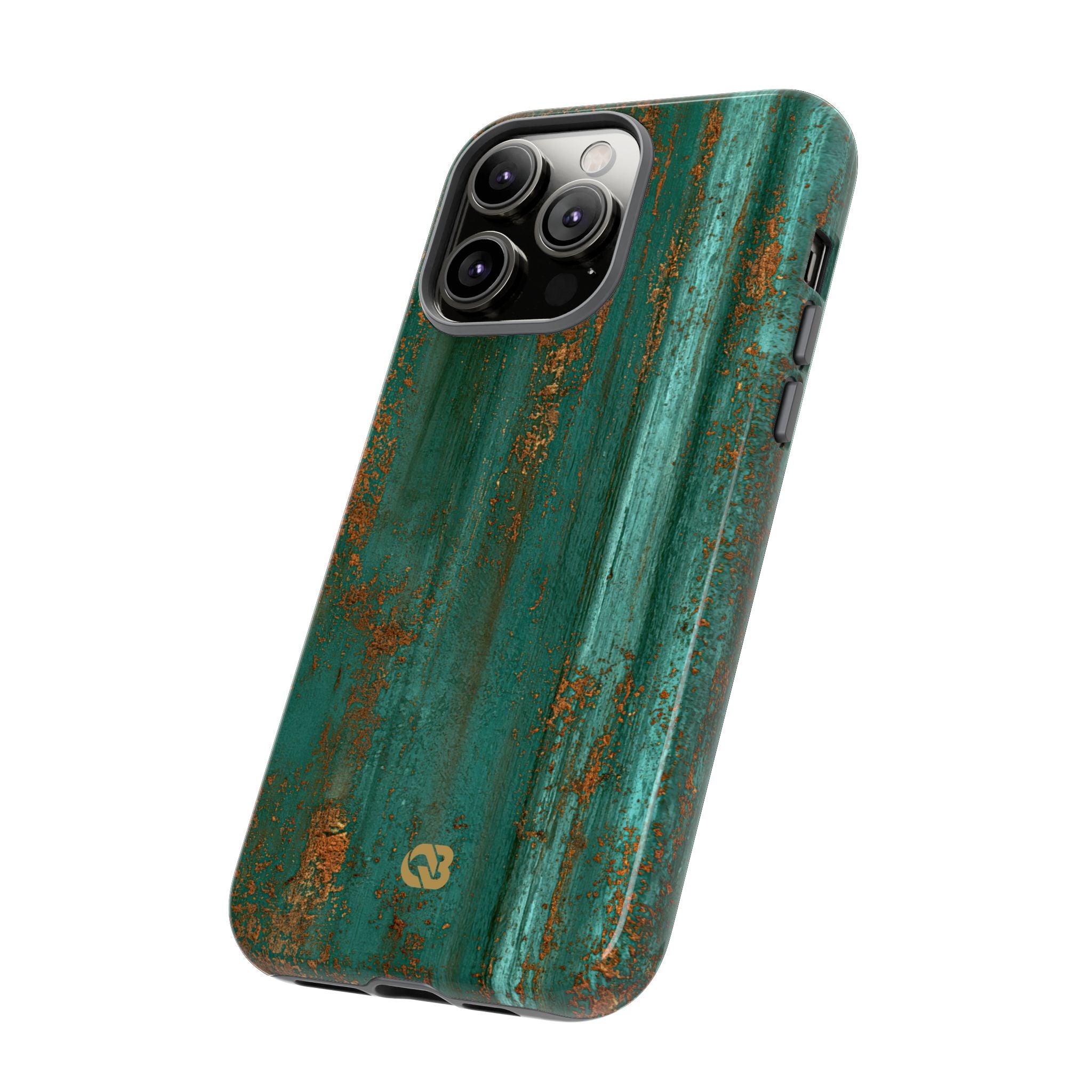 Teal Tough Phone Case for iPhone - Verdigris Copper Siding