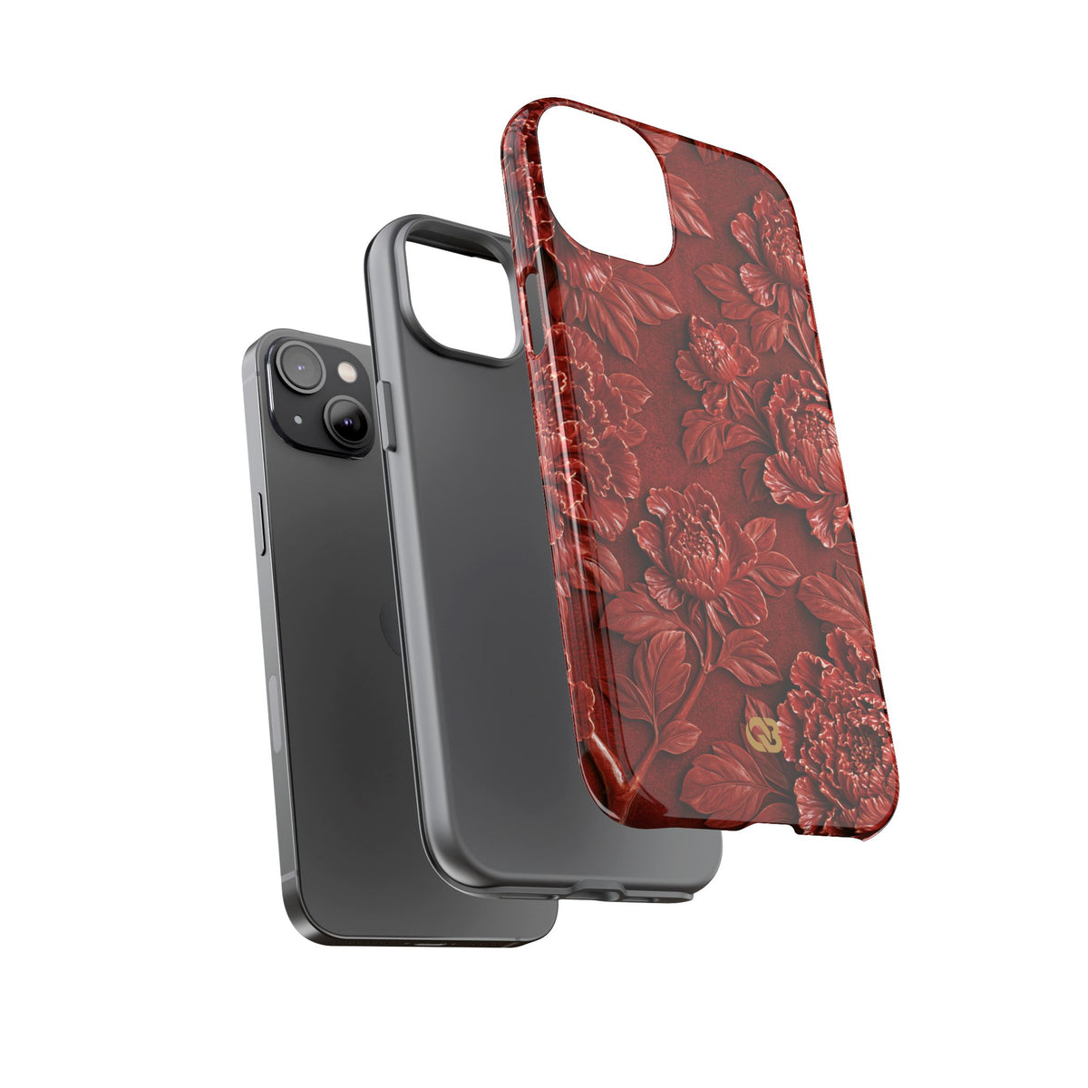 Cinnabar Peony Relief · Tough Phone Case for iPhone · Red