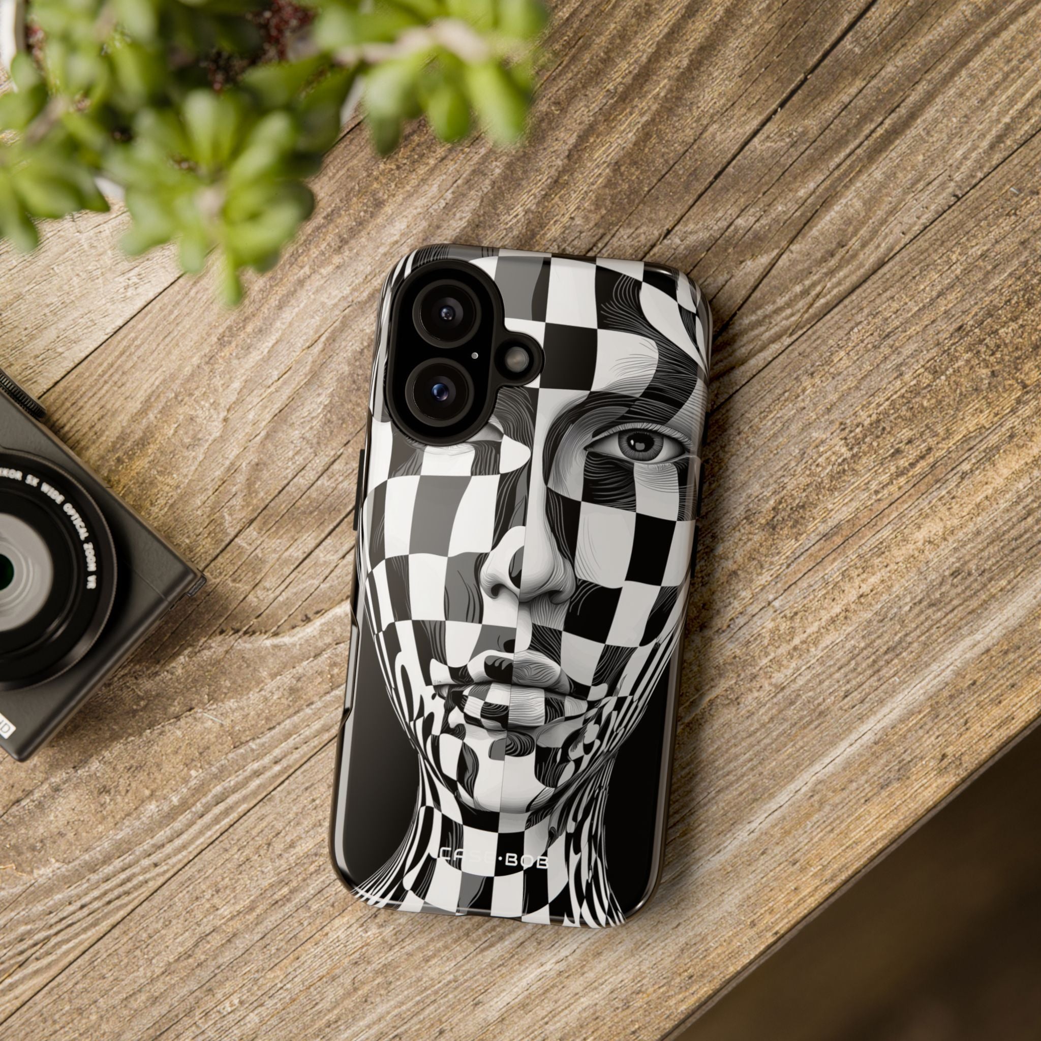 Checkered Face iPhone 16 Case - Tough