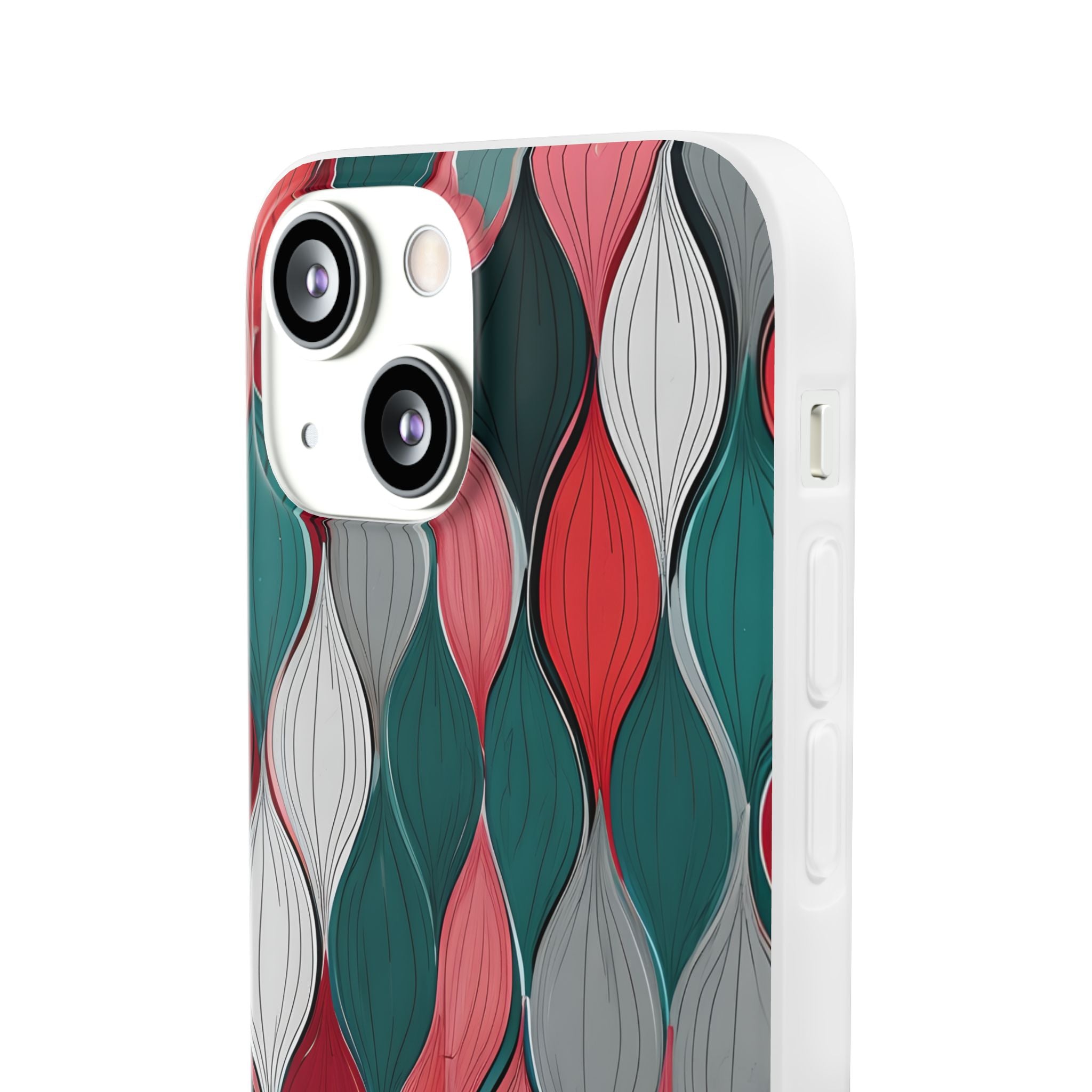 Lehden vesiputous teal iPhone 13 mini -pehmustopussi