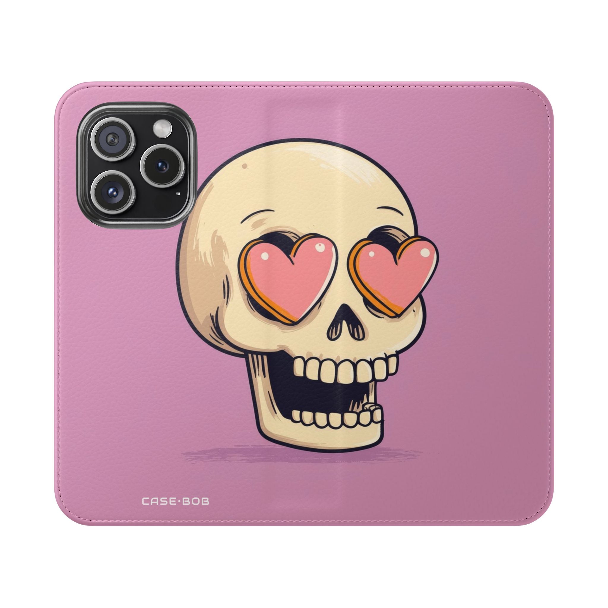 Heart Eyes Skull - iPhone 15 Pro Case - Wallet
