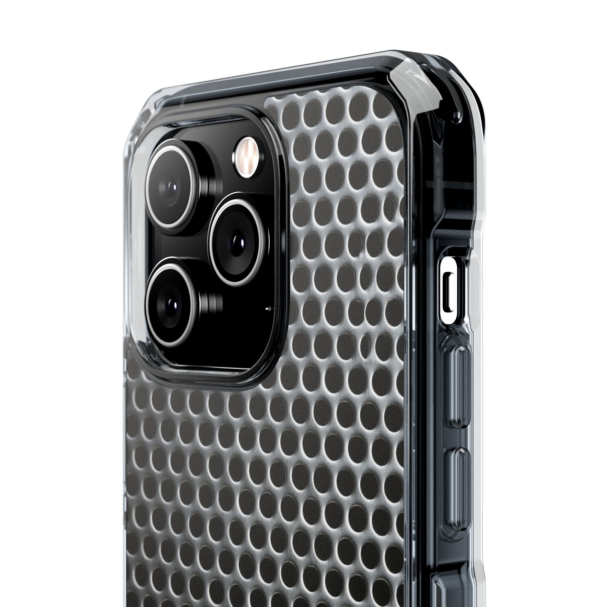 Silver Impact MagSafe Phone Case for iPhone - Brutalist Steel Mesh