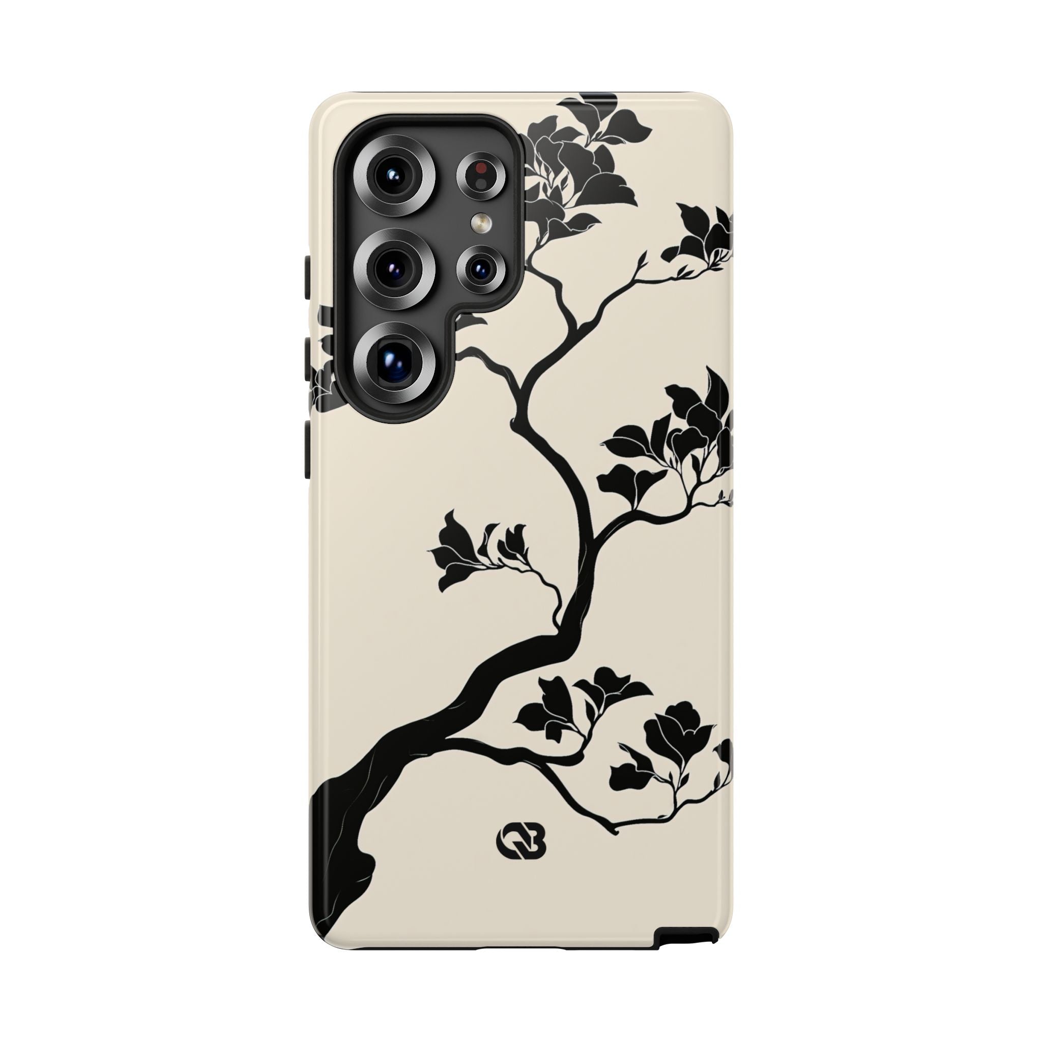 Beige Tough Phone Case for Samsung - Obsidian Bonsai Silhouette