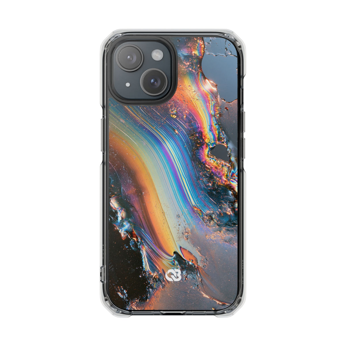 Prismatic Aura Flow · Clear Impact Magnetic Phone Case for iPhone · Blue