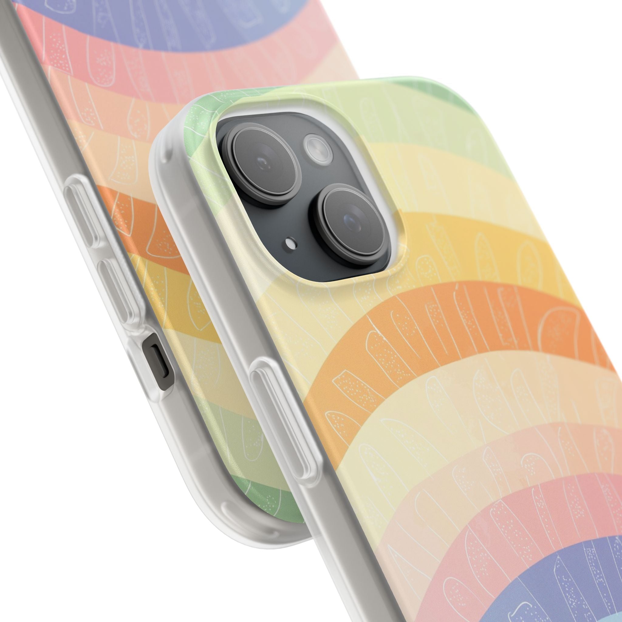 Pastel Rainbow Bands iPhone 15 Case - Soft