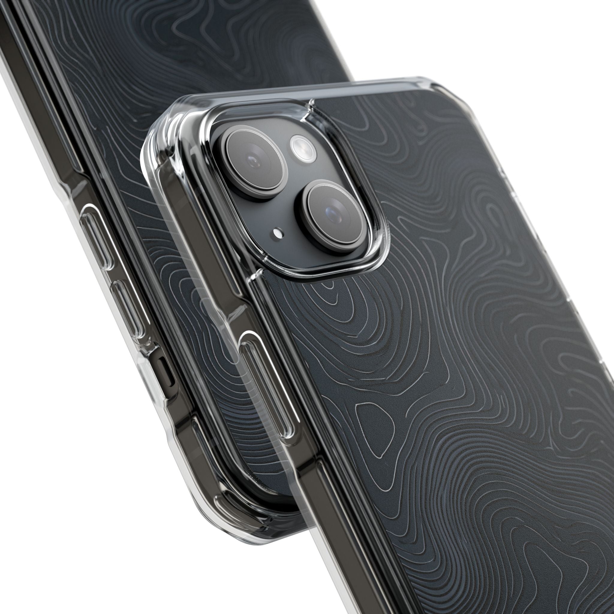 Black Impact MagSafe Phone Case for iPhone - Obsidian Ridge Topo