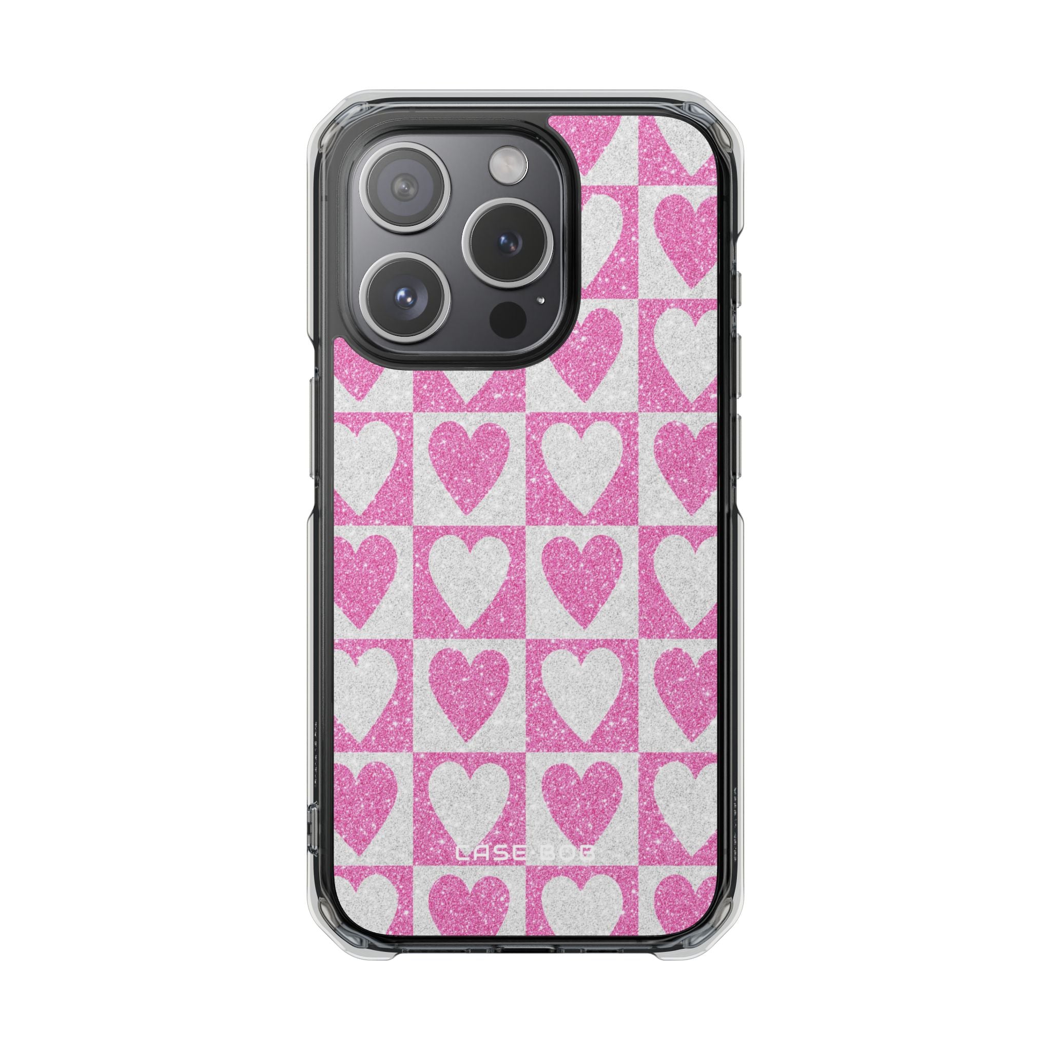 Glitter Herz Gitter iPhone 15 Pro Case - Impact