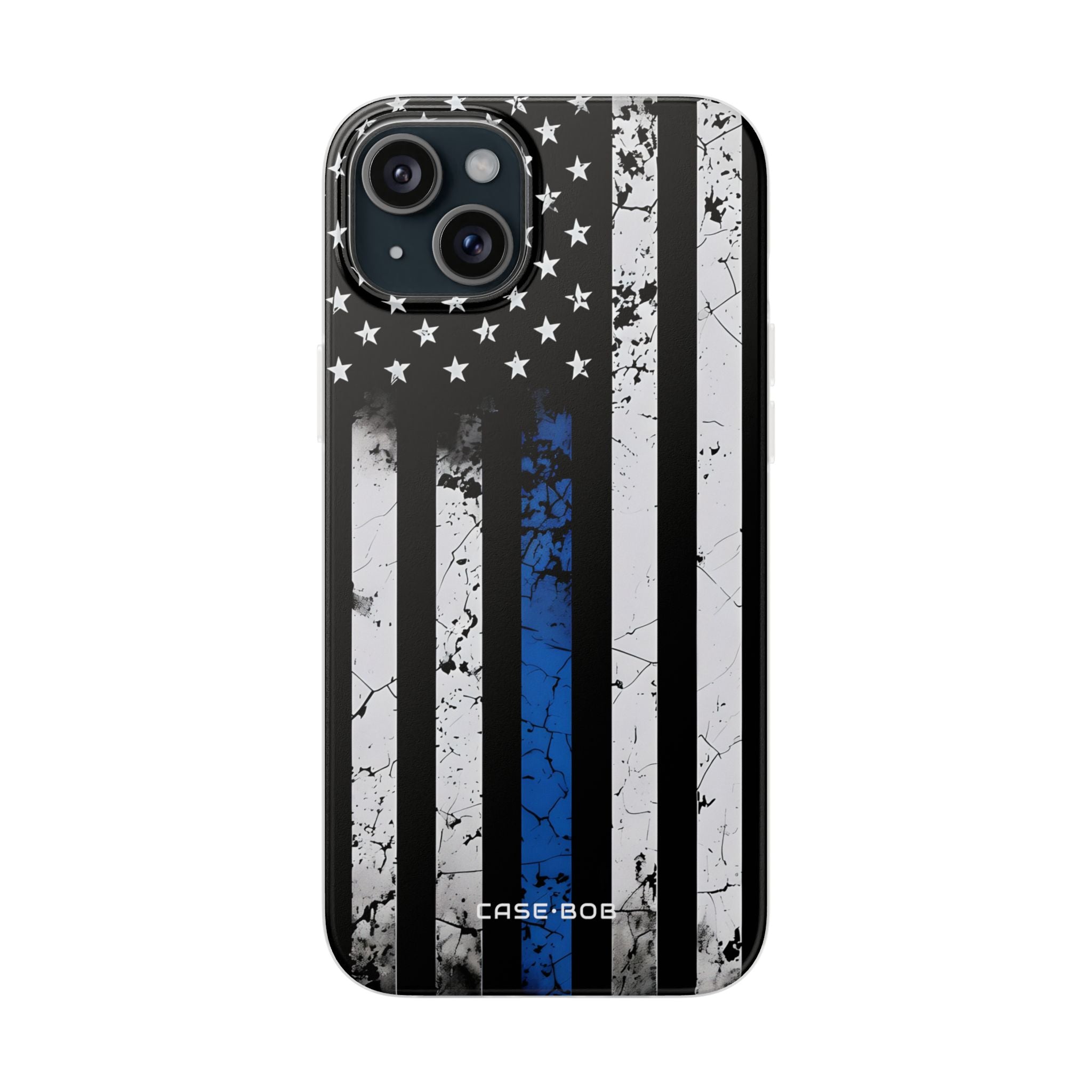 Blau gestreifte Flagge iPhone 15 Plus Case - Soft