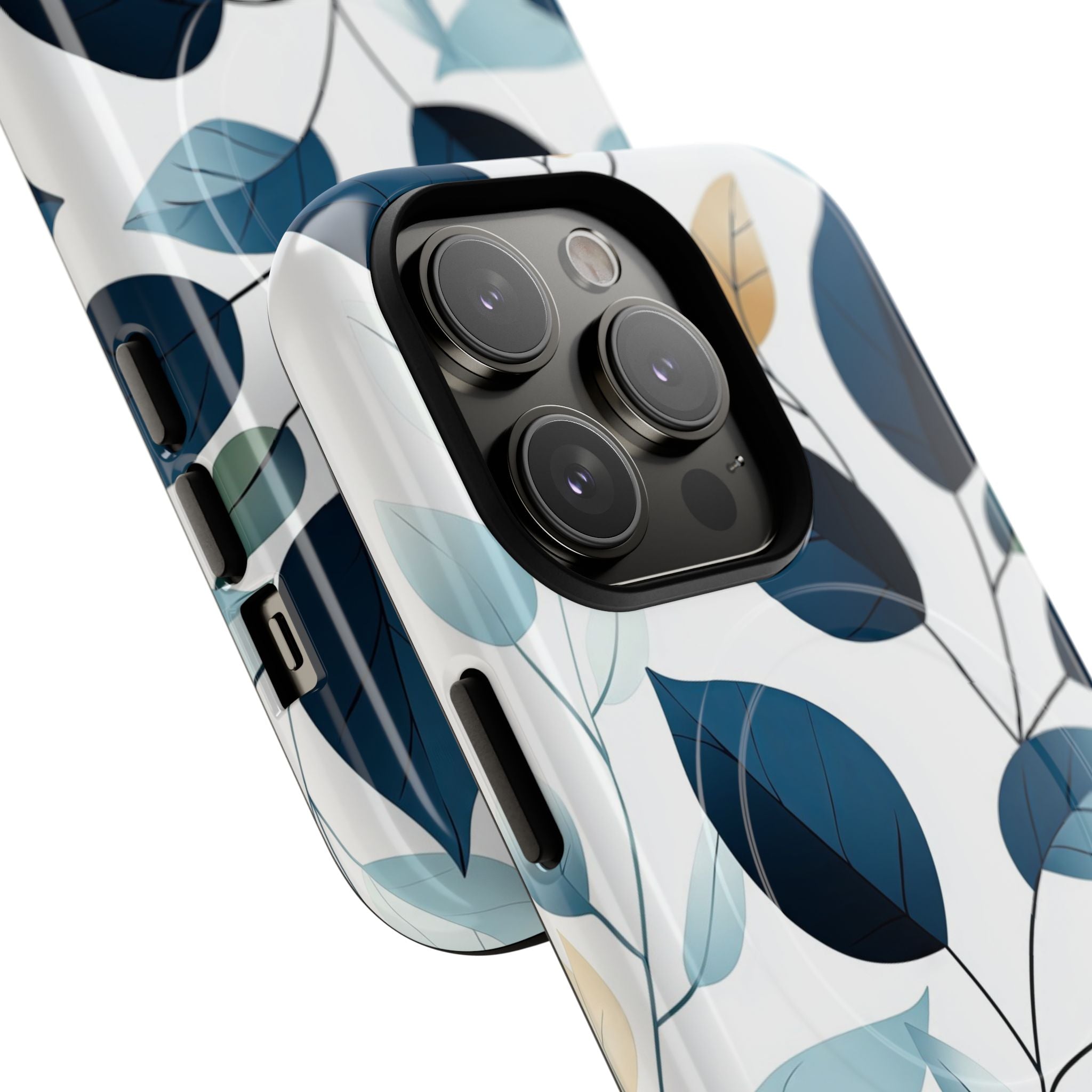 Navy Blattadern iPhone 14 Pro Case - Tough+