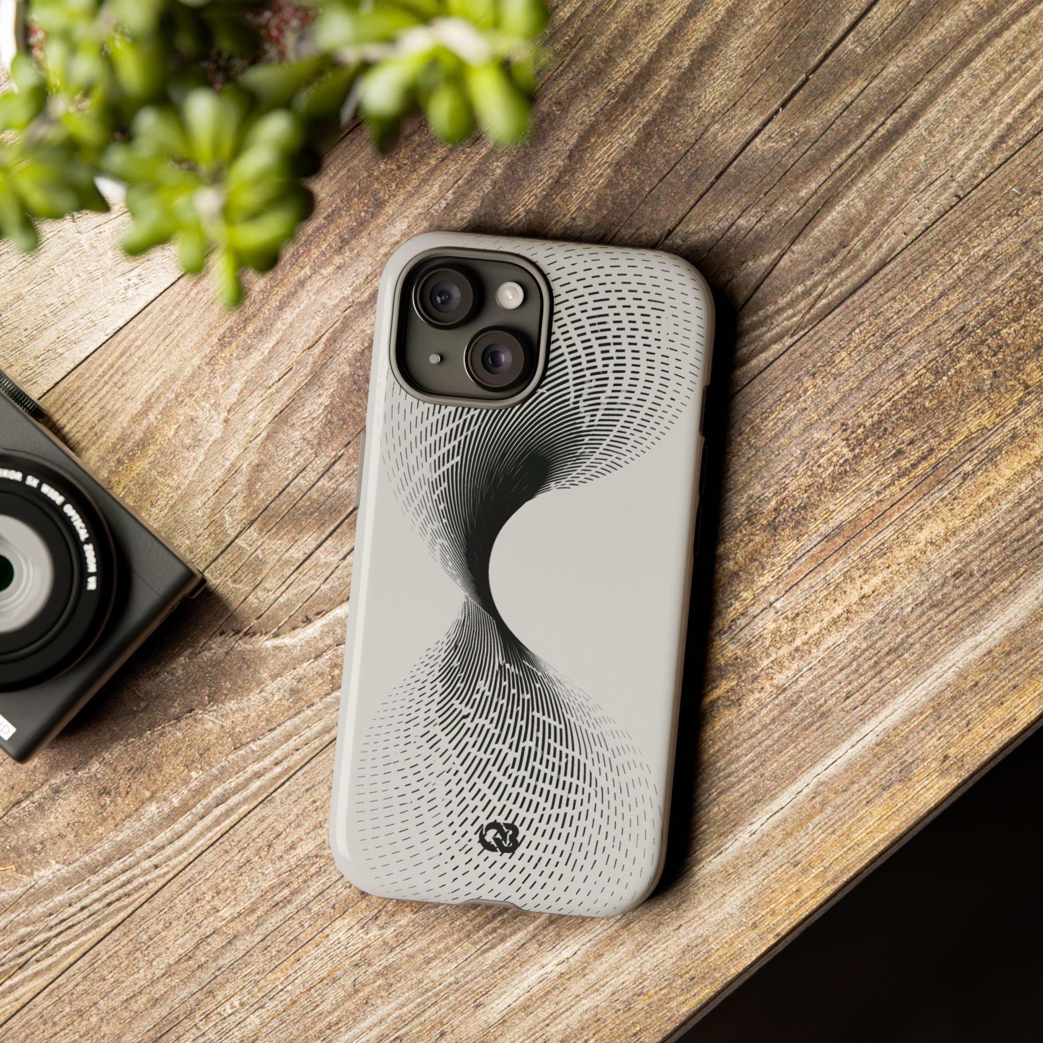 White Tough Phone Case for iPhone - Linear Torsion Grid