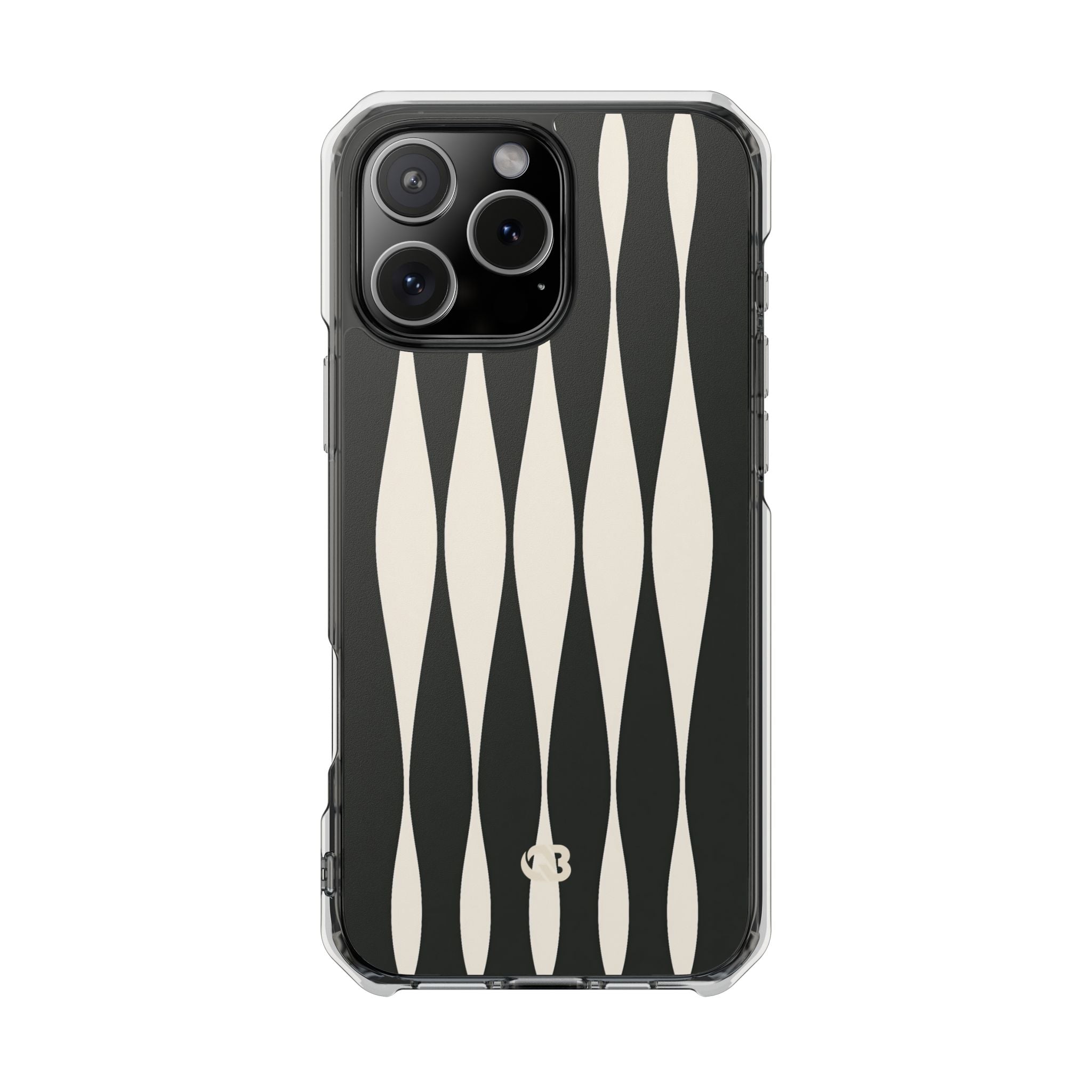 Black Impact MagSafe Phone Case for iPhone - Ivory Spindle Grid