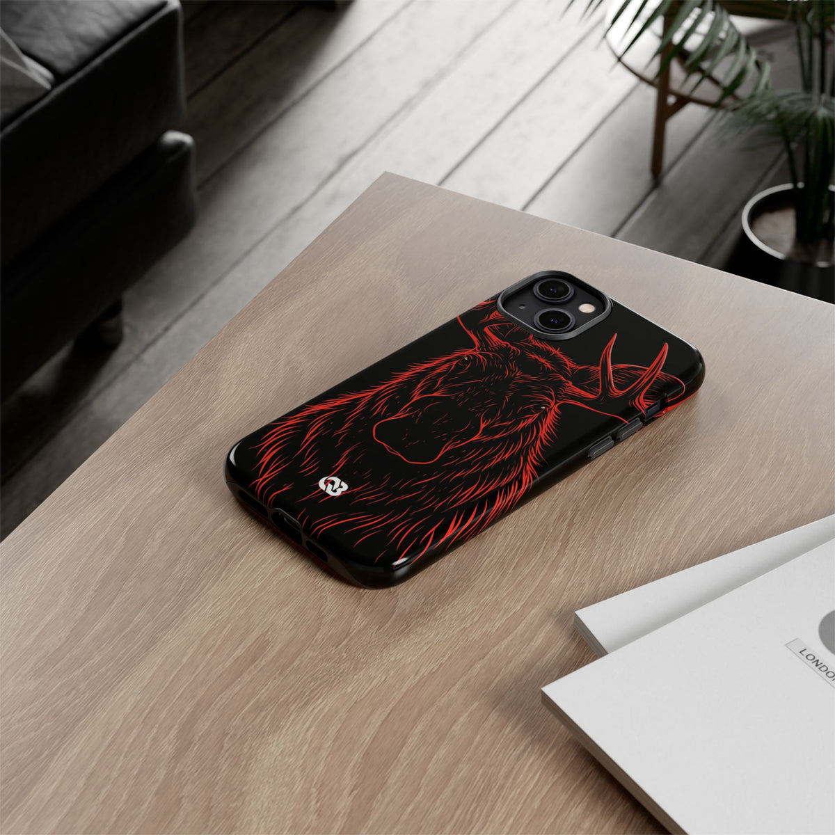 Crimson Horizon Moose · Tough Phone Case for iPhone · Black