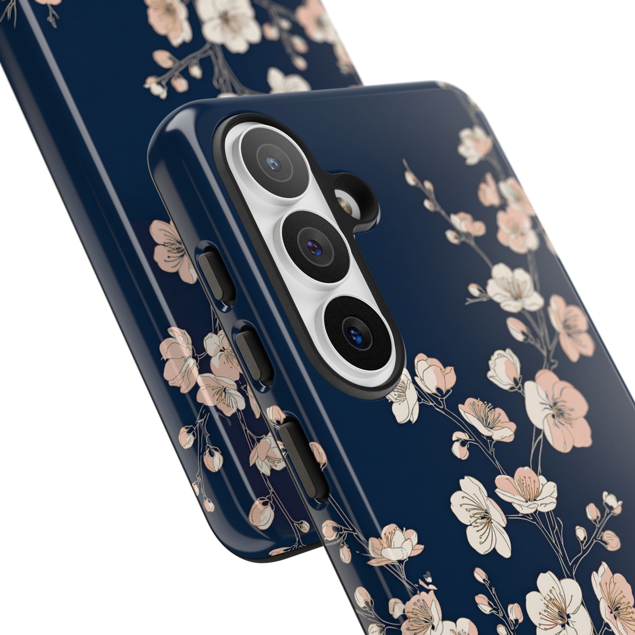Blue Tough Phone Case for Samsung - Midnight Peach Sakura