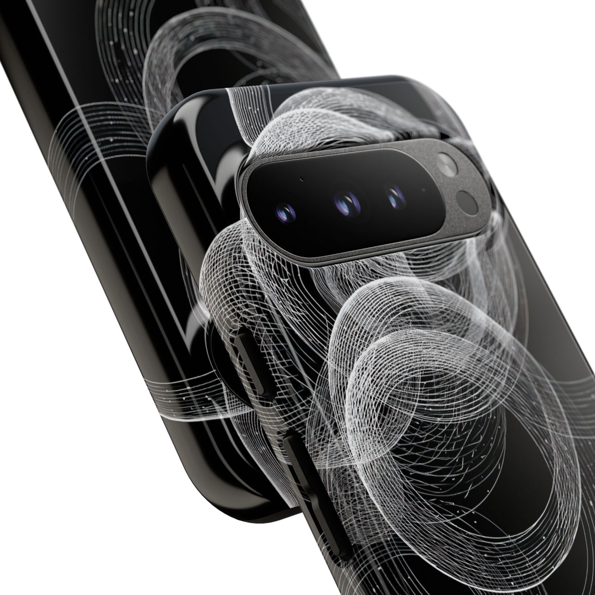 Black Tough Phone Case for Google Pixel - Kinetic Wireframe Orbit