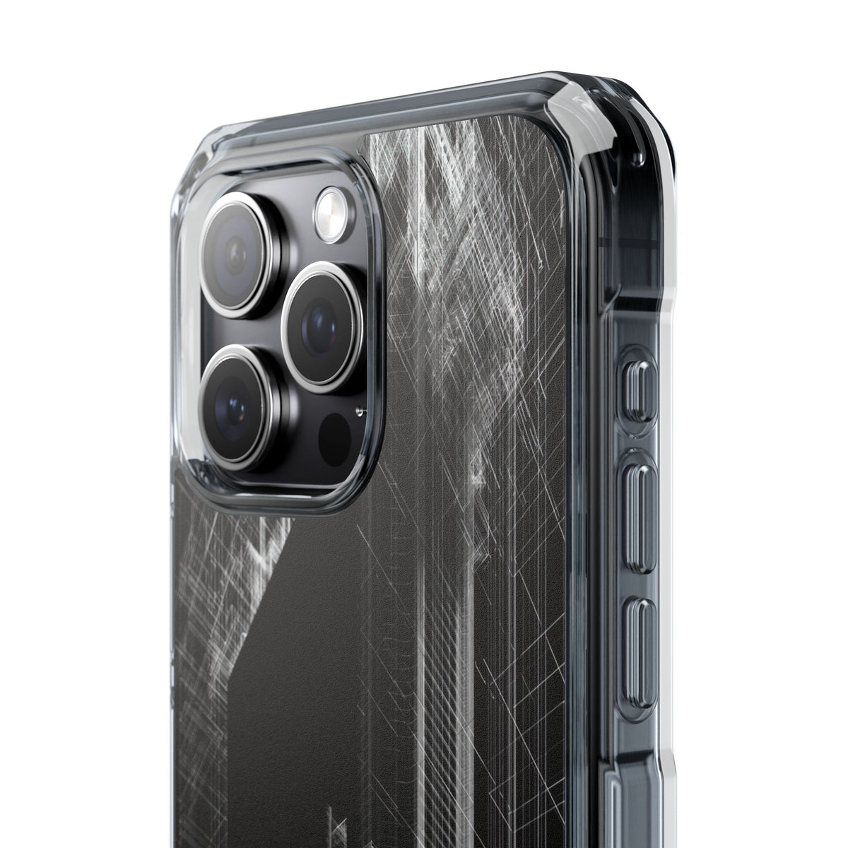 Black Impact MagSafe Phone Case for iPhone - Ghost Urban Wireframe