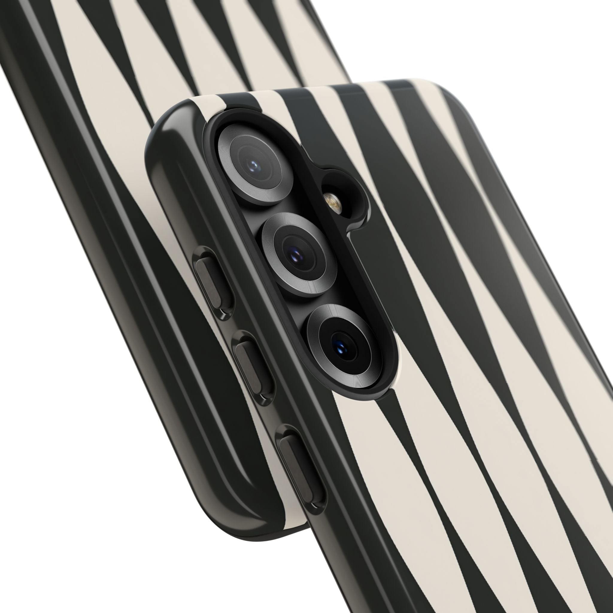 Black Tough Phone Case for Samsung - Ivory Spindle Grid