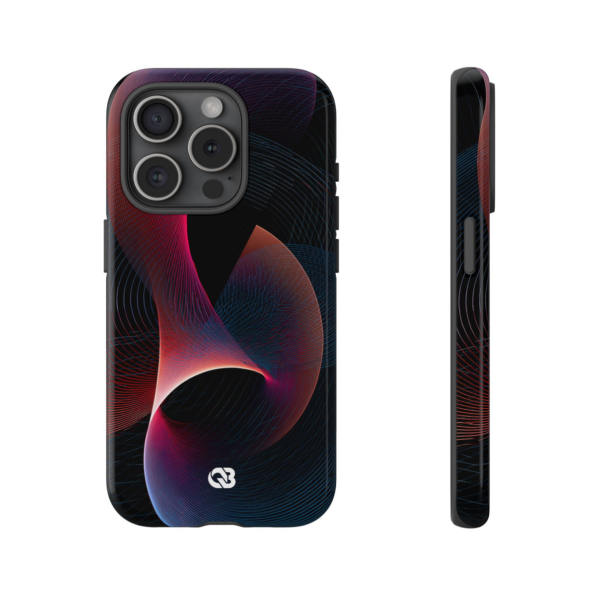 Black Tough Phone Case for iPhone - Cobalt Crimson Flux