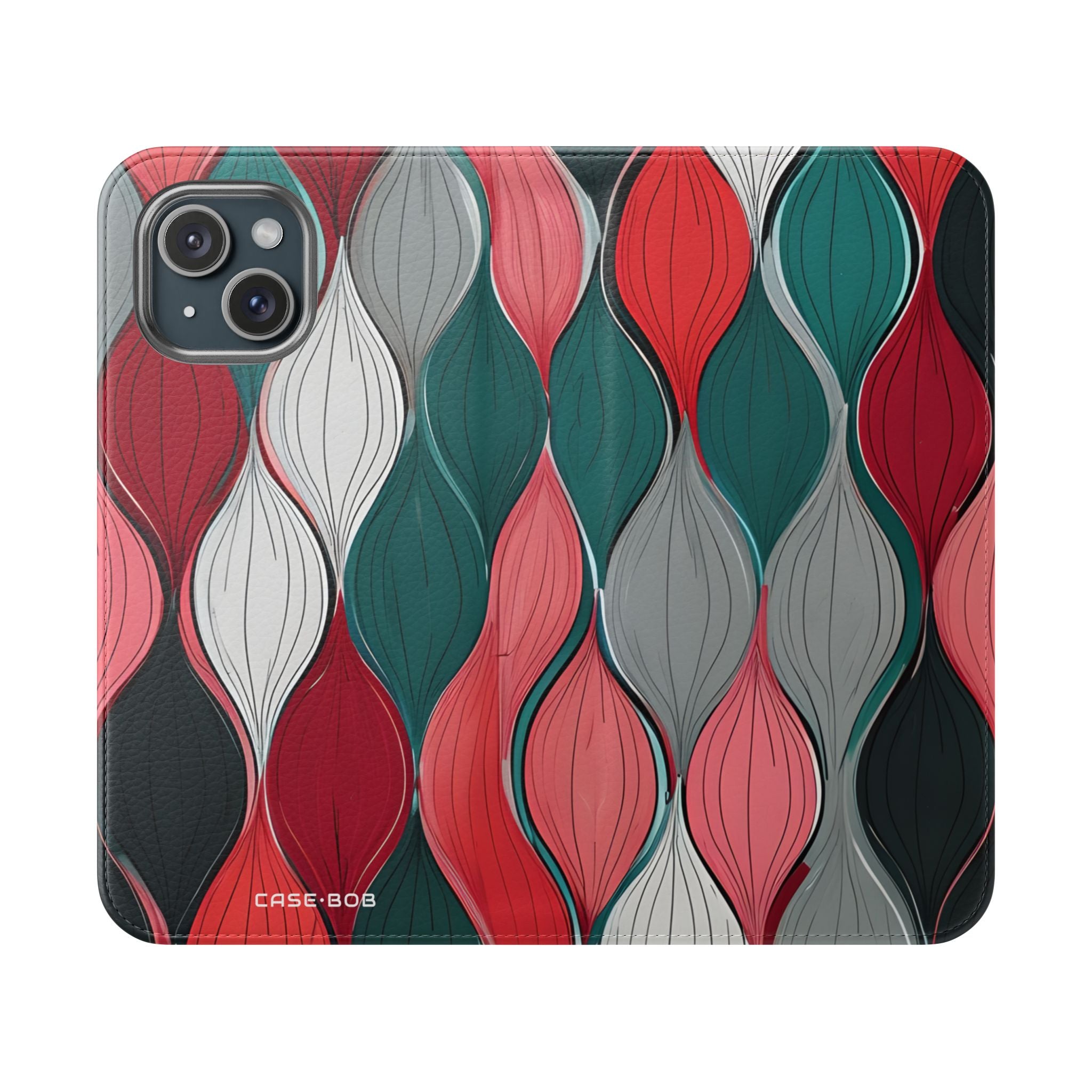 Blad Spiraal Roze - iPhone 15 Case - Portemonnee