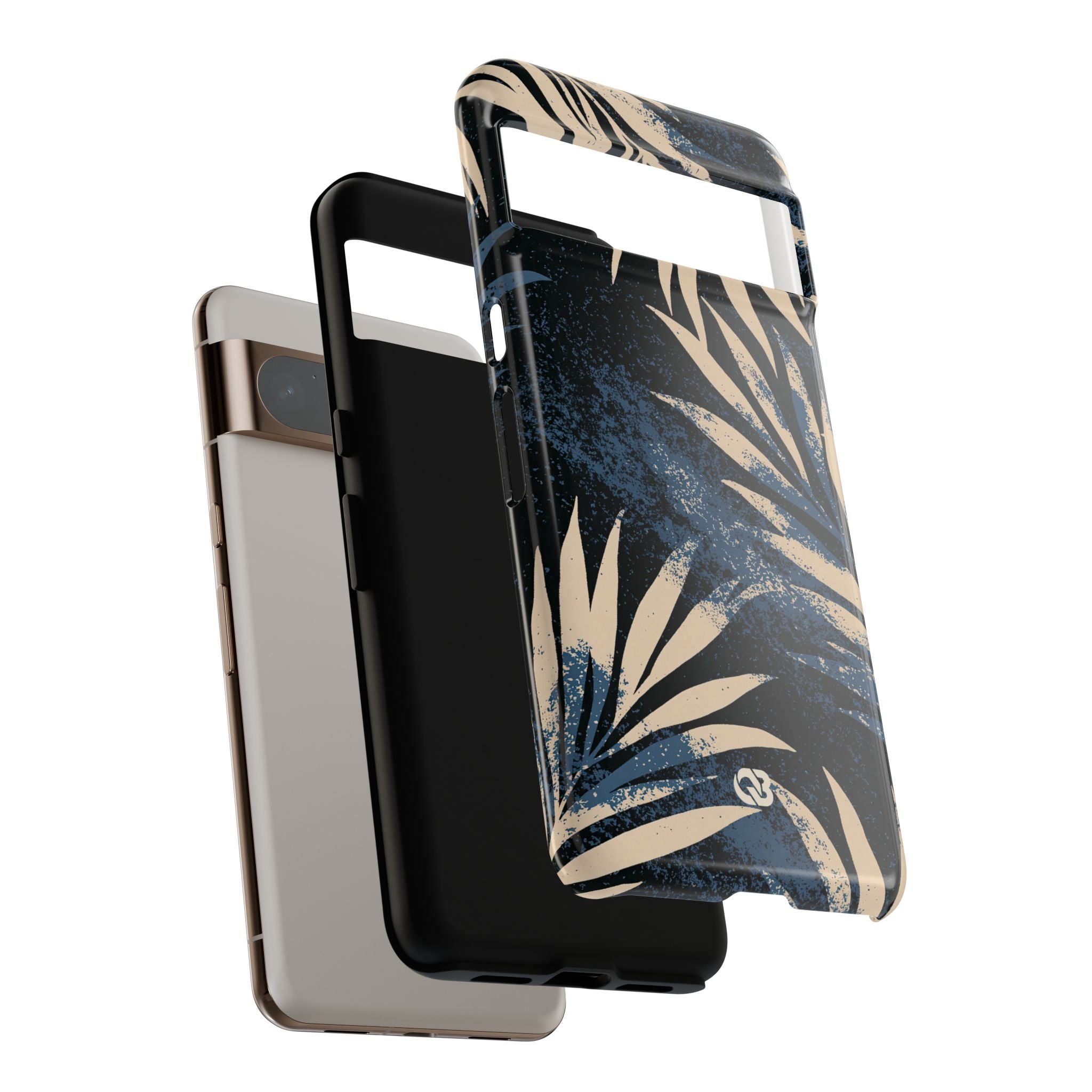 Blue Tough Phone Case for Google Pixel - Midnight Indigo Palm
