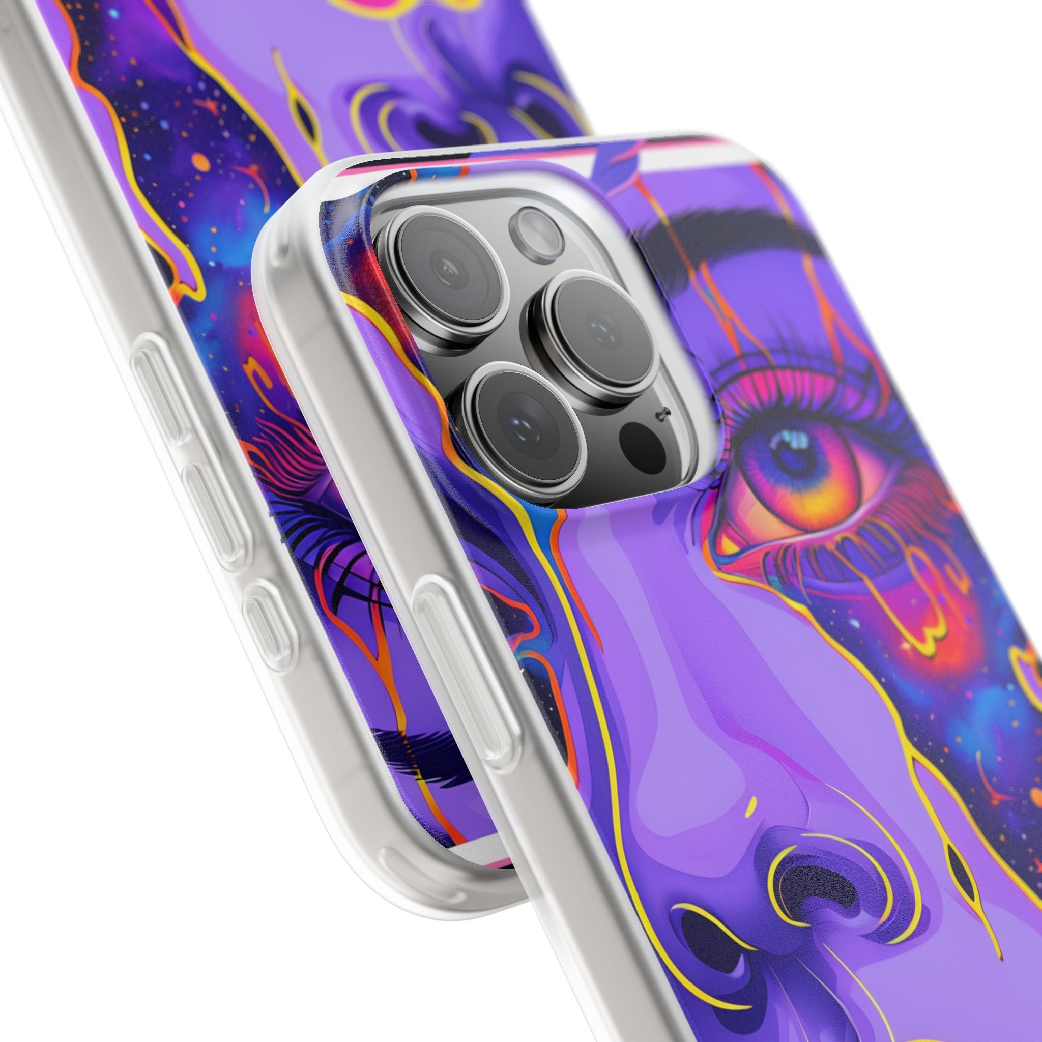 Violet Cosmic Gaze · Soft Custodia per iPhone