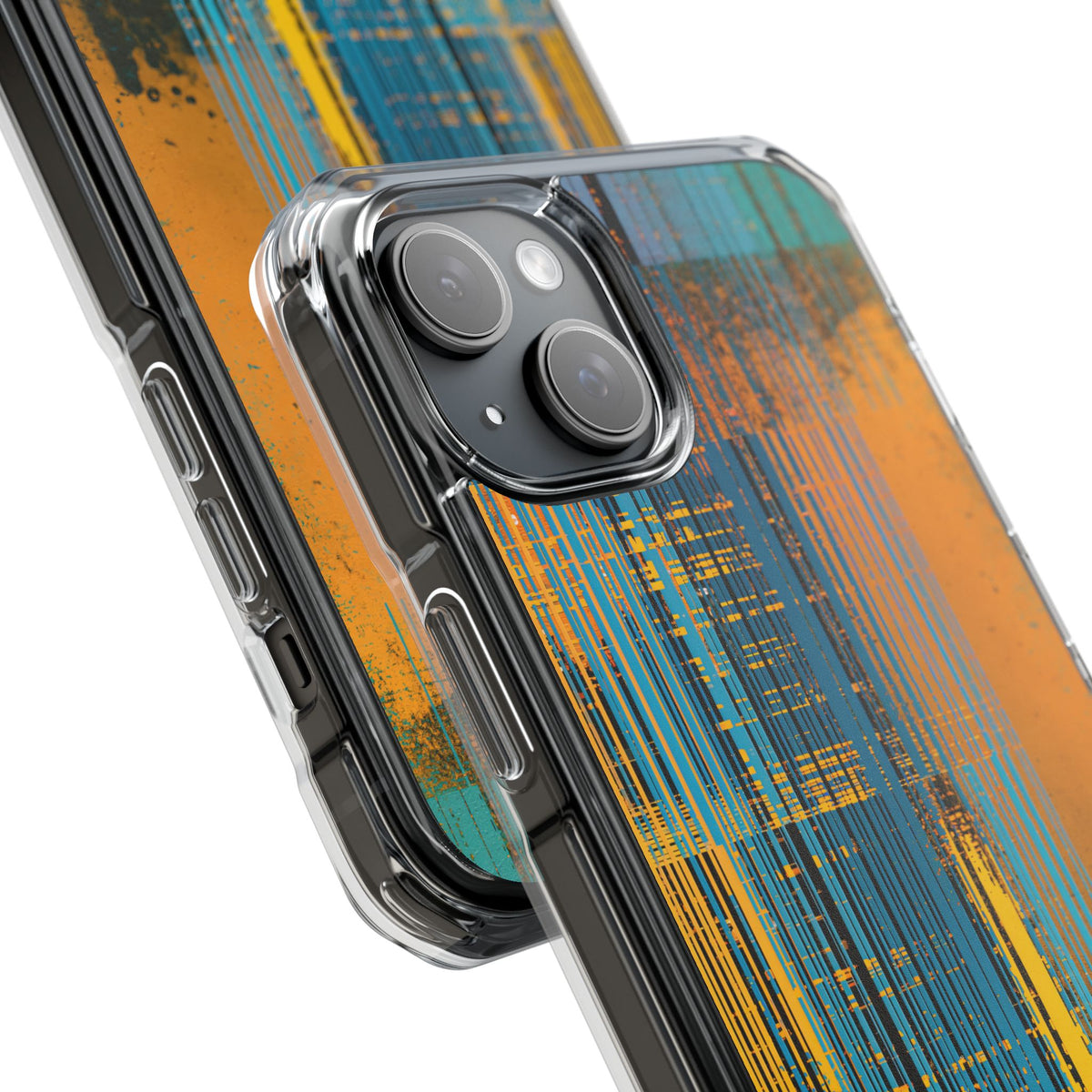 Cyber Glitch Stream · Clear Impact Magnetic Phone Case for iPhone · Teal