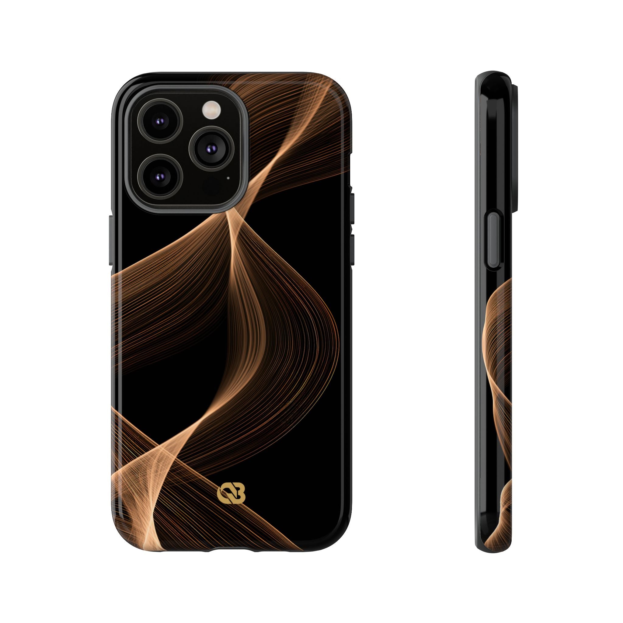 Brown Tough Phone Case for iPhone - Copper Silk Wave