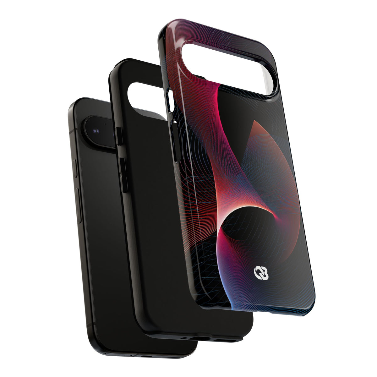 Black Tough Phone Case for Google Pixel - Cobalt Crimson Flux
