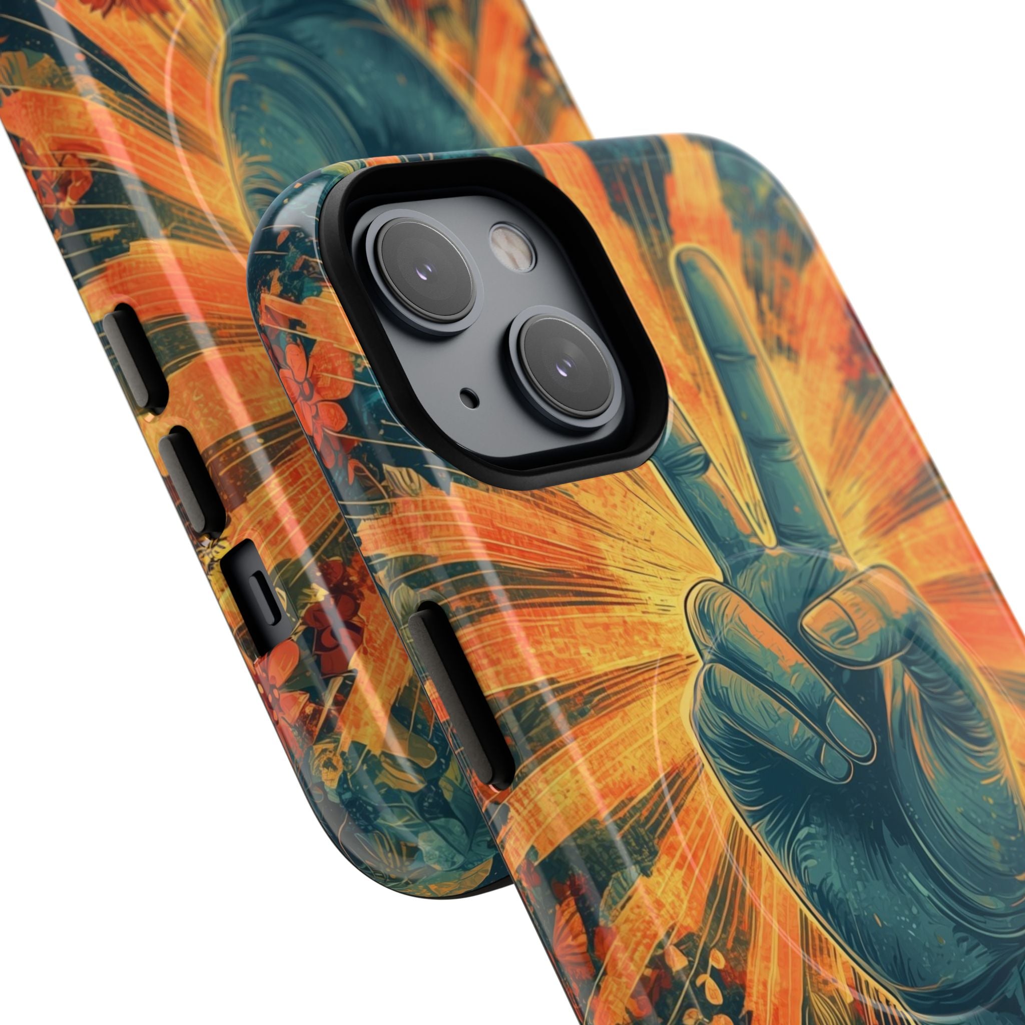 Fleur de paix radieuse · Coque de téléphone Tough+ pour iPhone · Magsafe