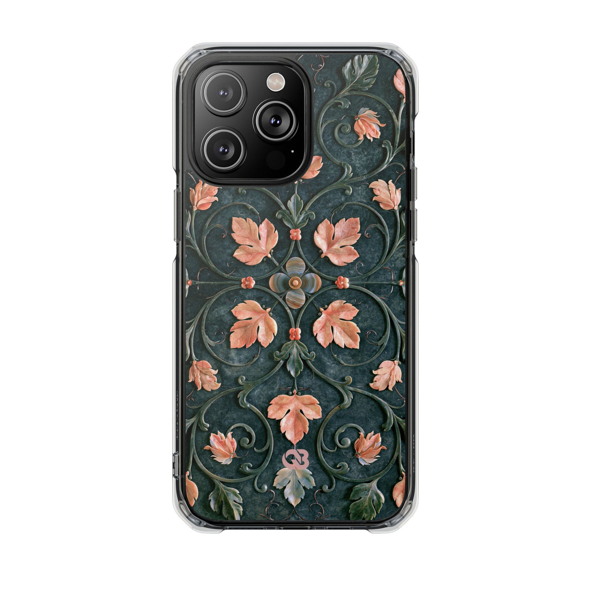 Florentine Rose Arabesque · Clear Impact Magnetic Phone Case for iPhone · Green