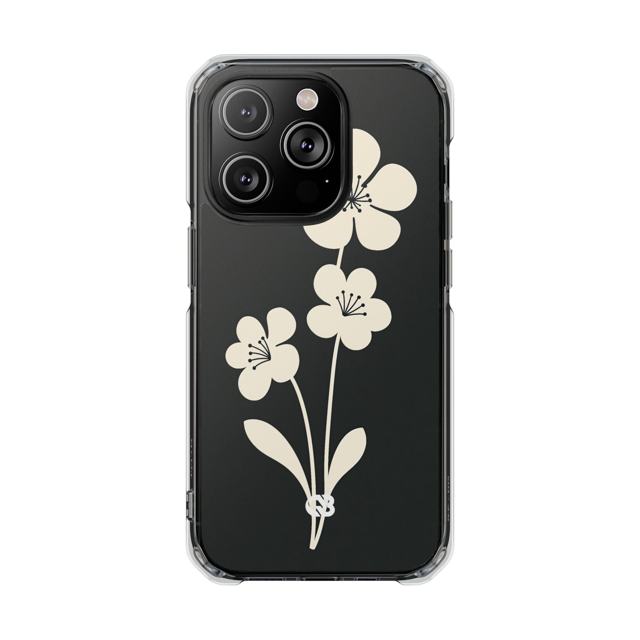 Black Impact MagSafe Phone Case for iPhone - Obsidian Cream Bloom