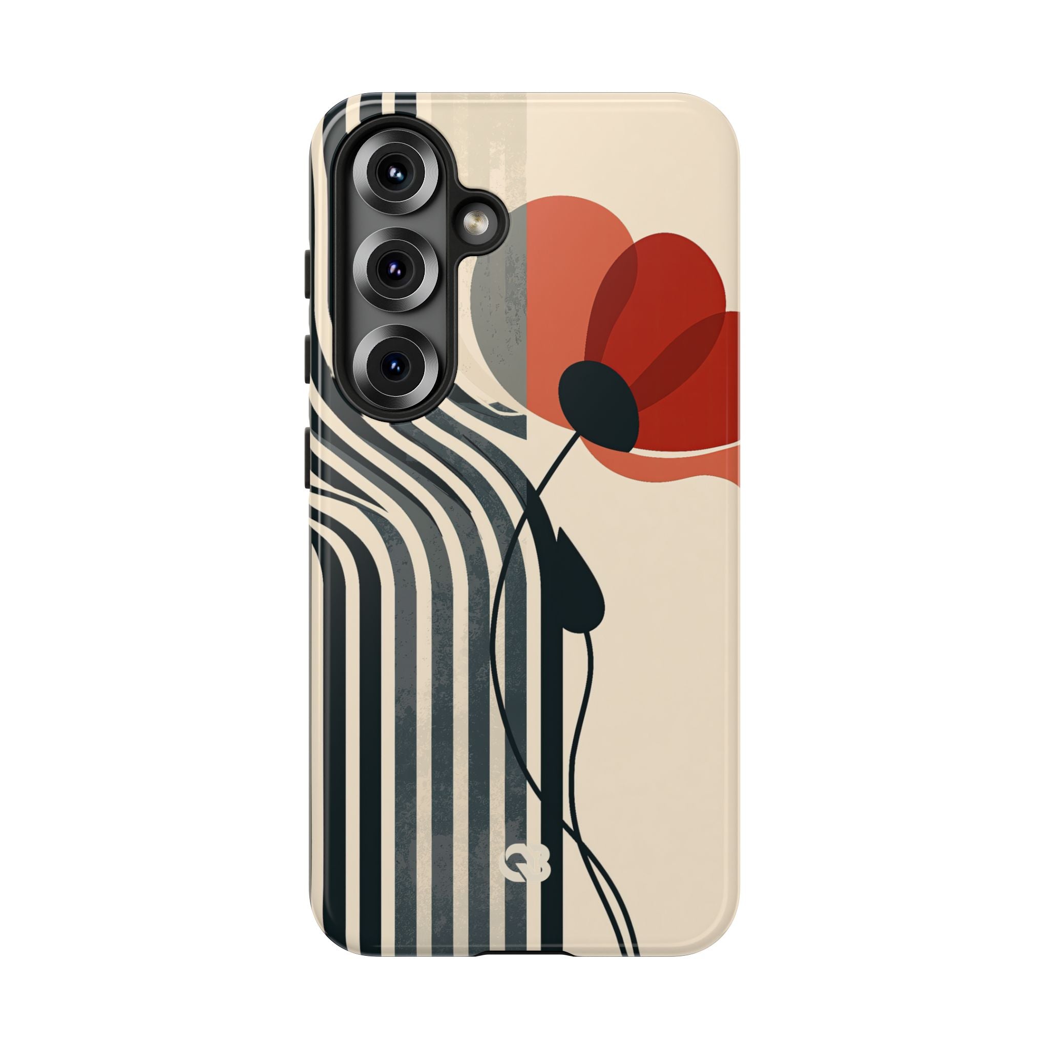 Beige Tough Phone Case for Samsung - Crimson Line Bloom