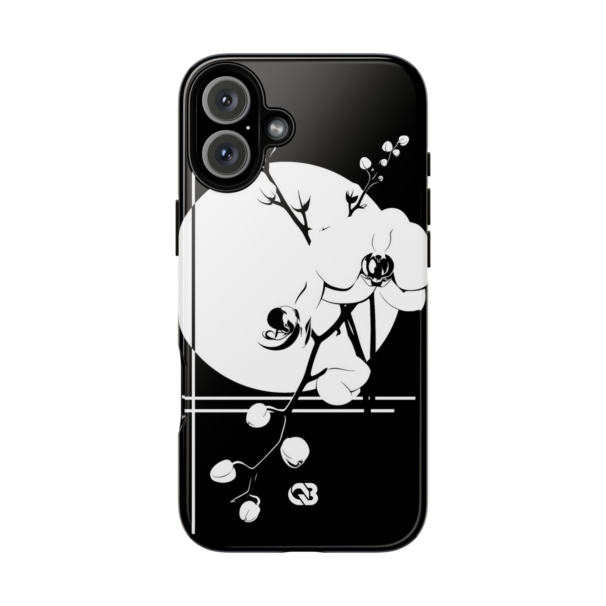 Black Tough Phone Case for iPhone - Lunar Orchid Grid