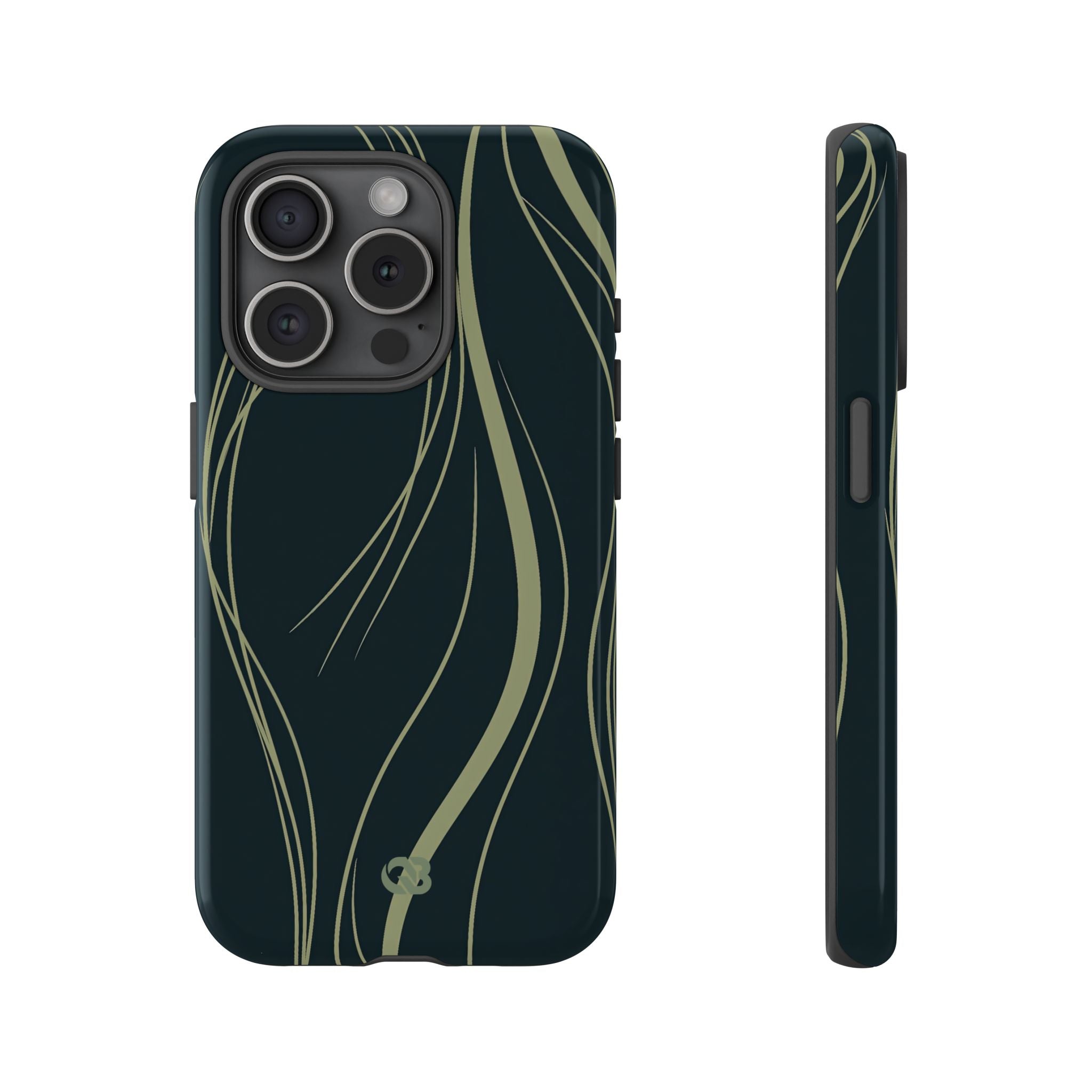 Green Tough Phone Case for iPhone - Obsidian Sage Flow
