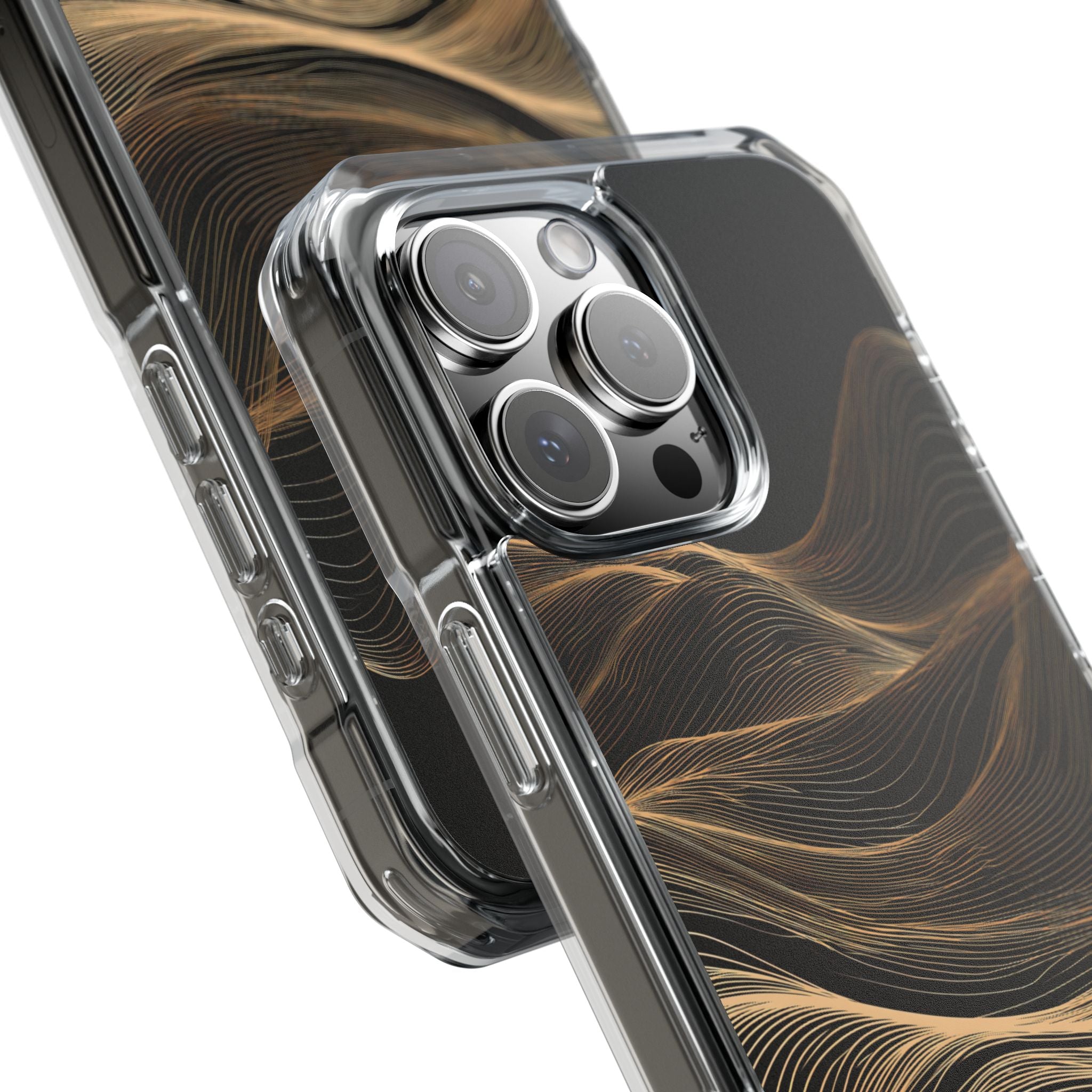 Black Impact MagSafe Phone Case for iPhone - Copper Topo Ridge