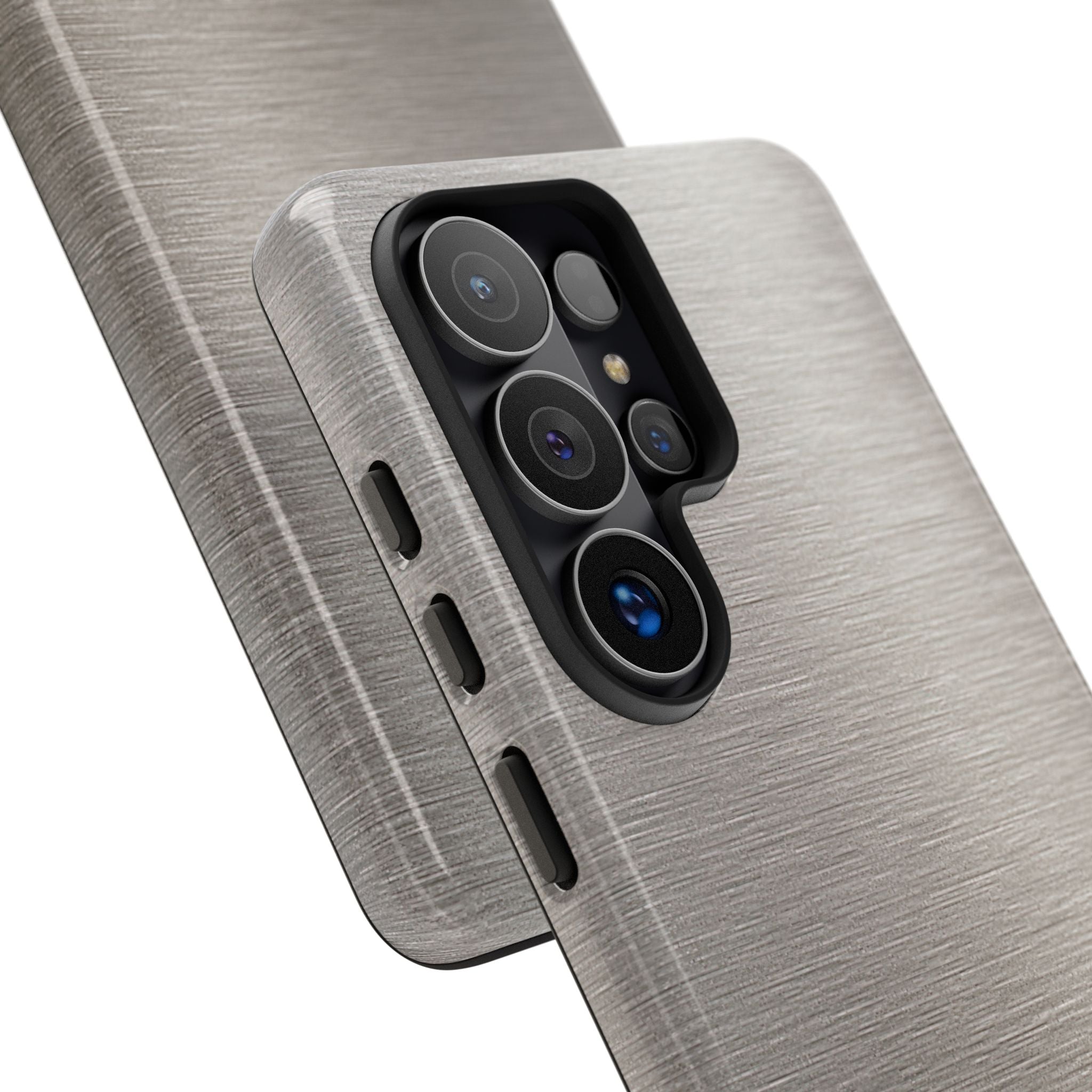 Grey Tough Phone Case for Samsung - Brushed Nickel Linen