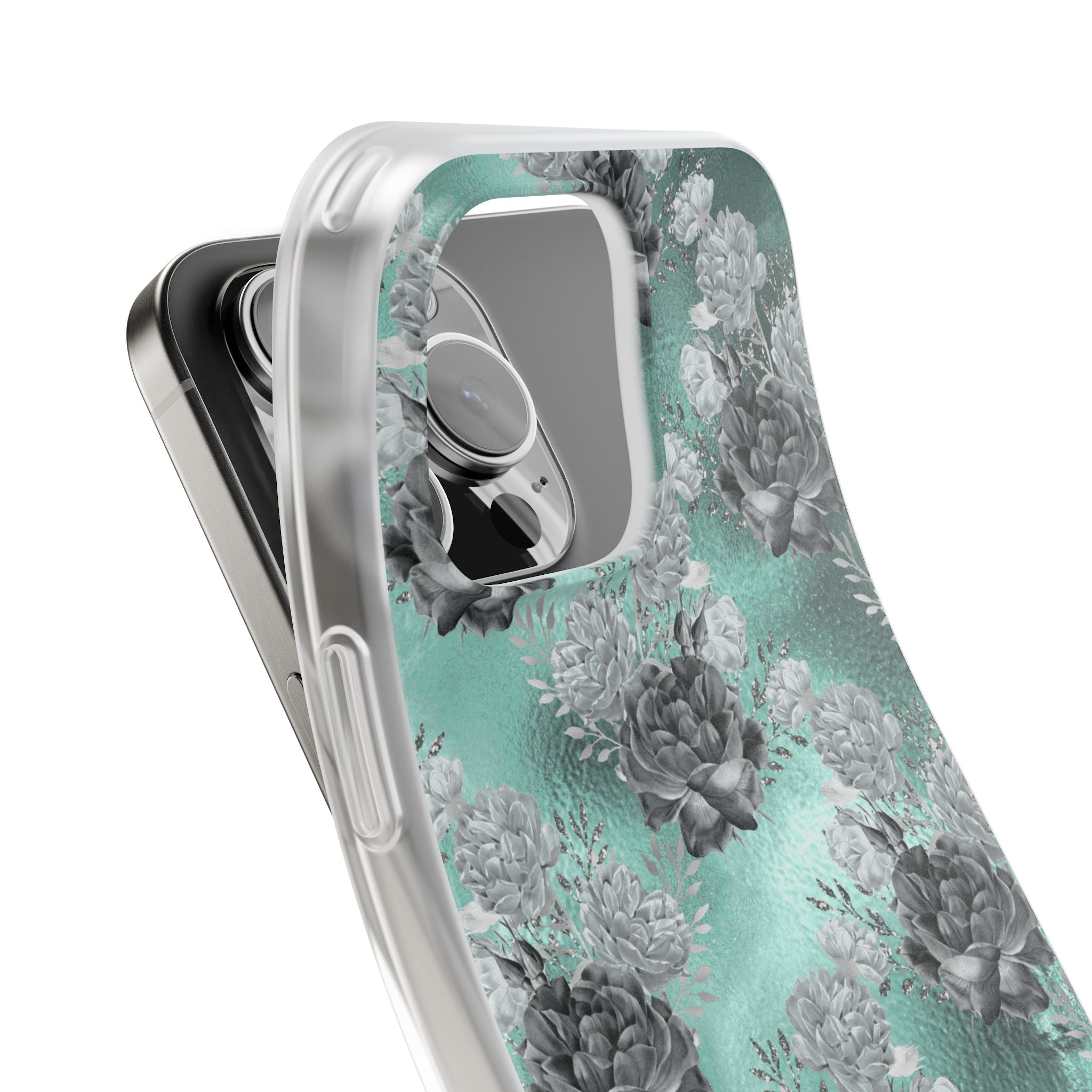 Frost Mint Floral · Soft Handyhülle für iPhone