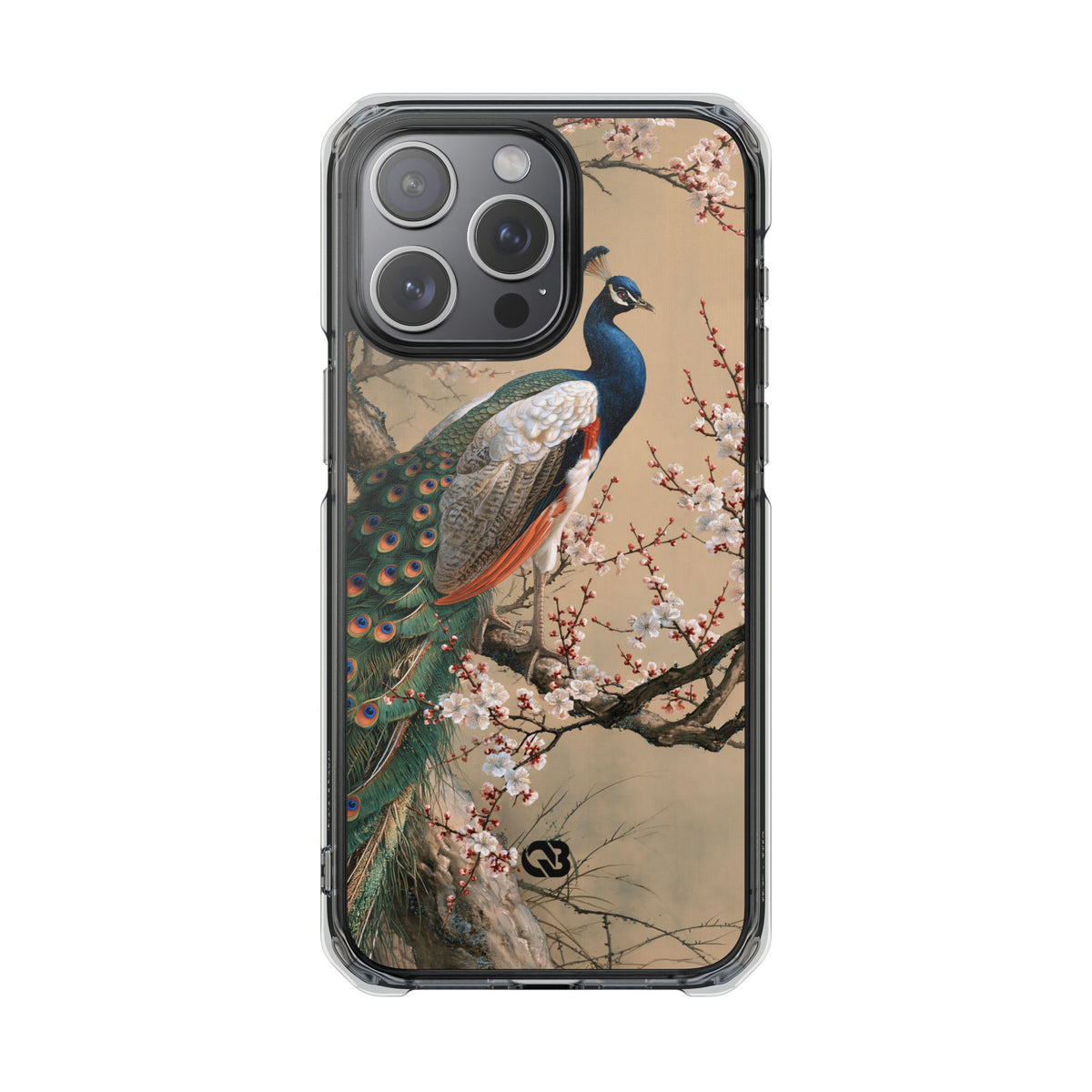 Imperial Peacock Blossom · Clear Impact Magnetic Phone Case for iPhone · Beige