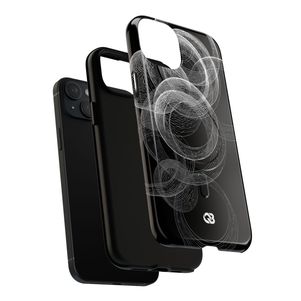 Black Tough 2.0 Magsafe Phone Case for iPhone - Kinetic Wireframe Orbit