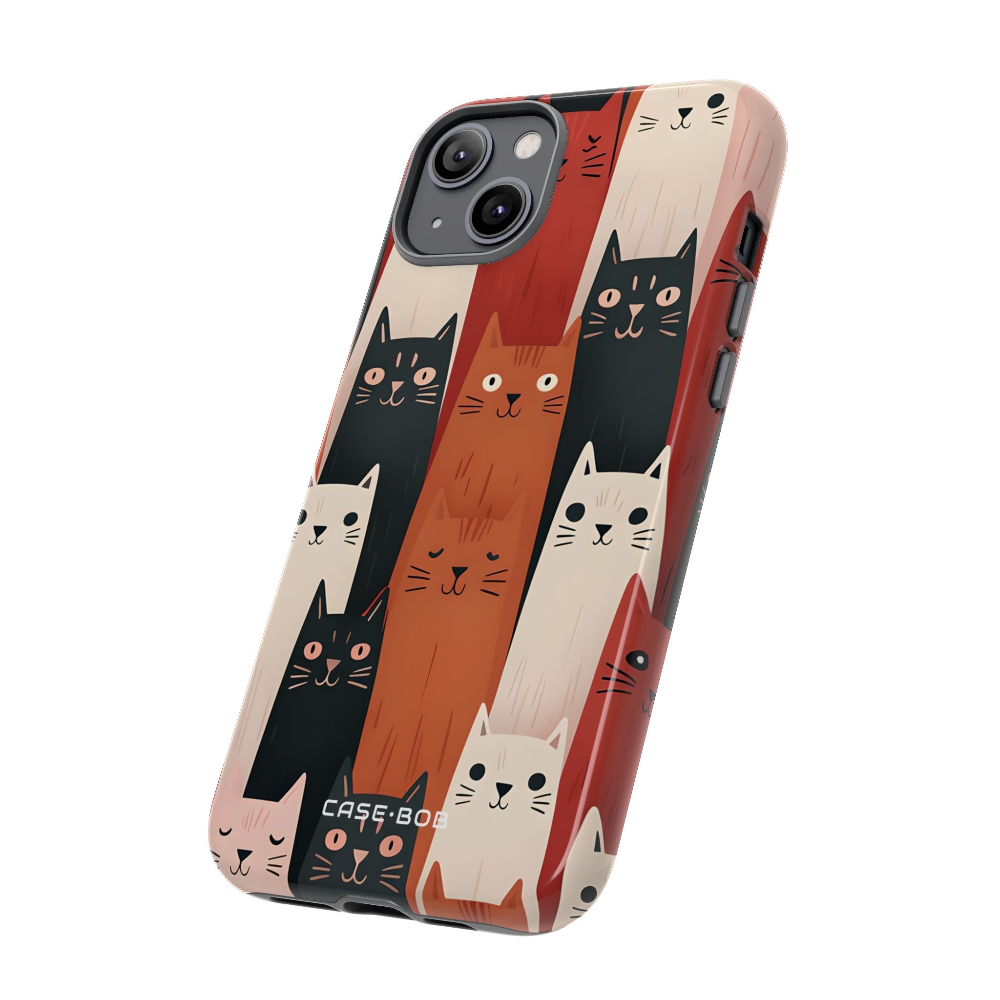 Elongated Cats Zwart iPhone 14 Plus Case - Tough