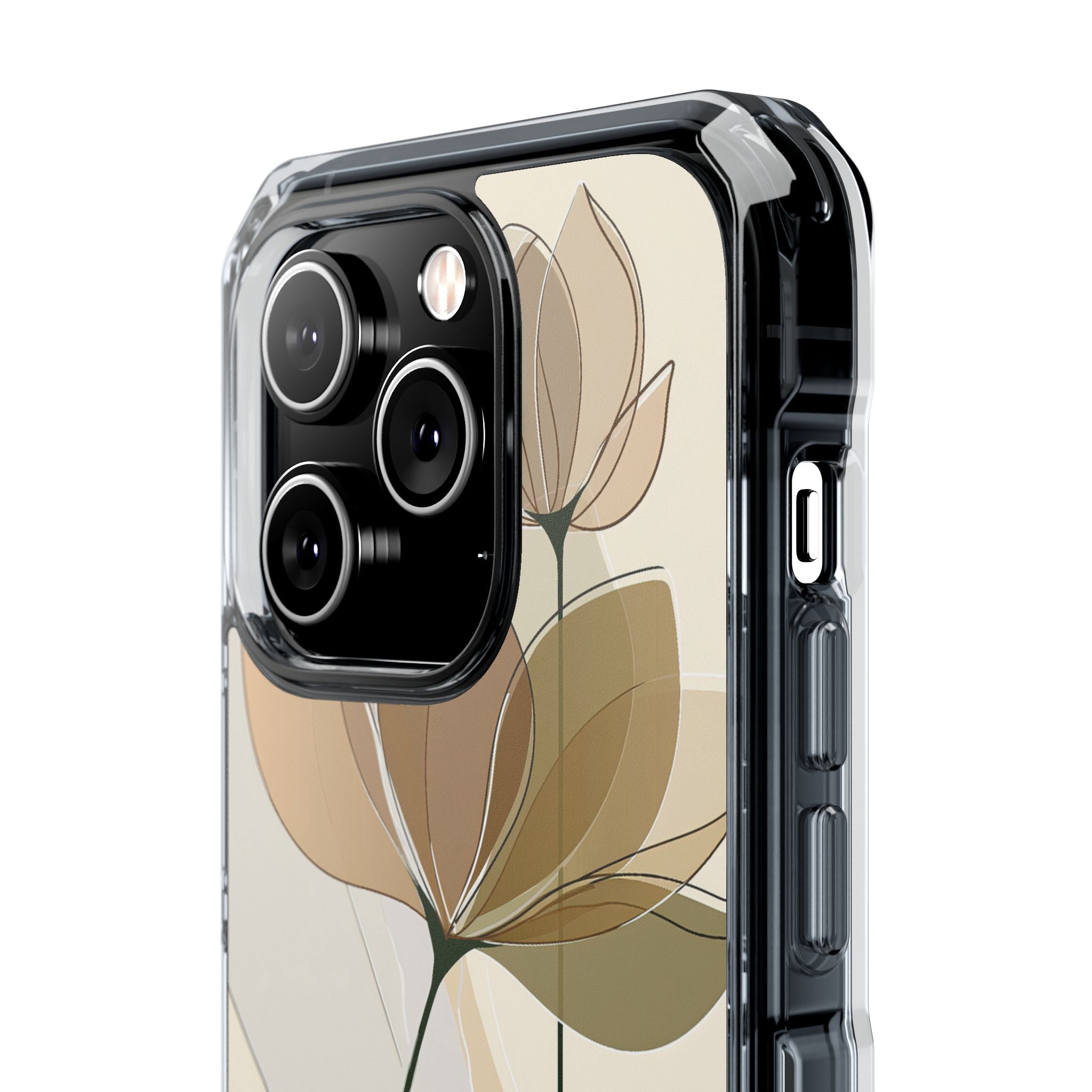 Beige Impact MagSafe Phone Case for iPhone - Muted Ochre Petals