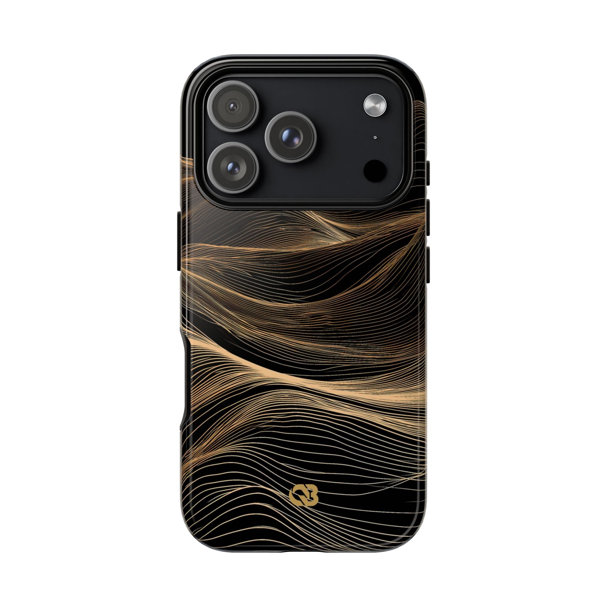 Black Tough Phone Case for iPhone - Copper Topo Ridge
