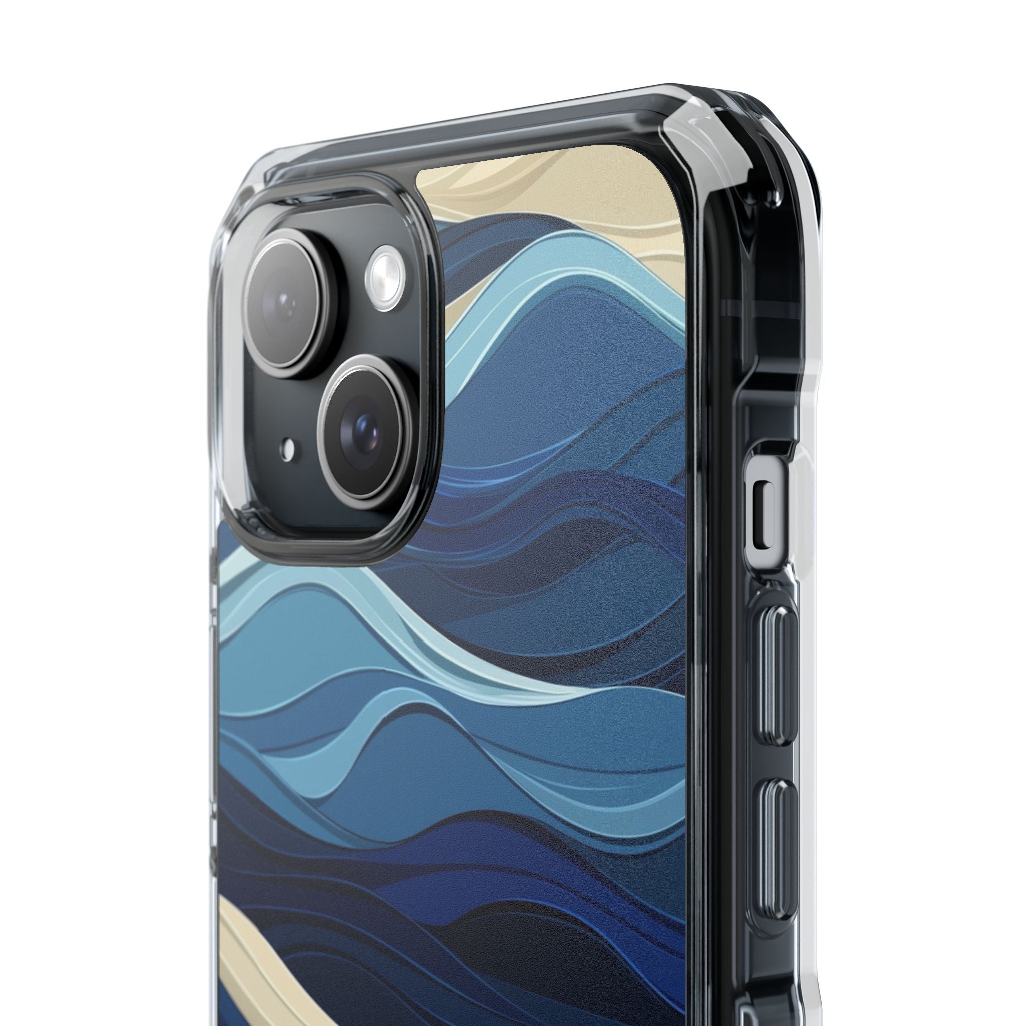 Navy Wave Layers iPhone 15 Case - Impact
